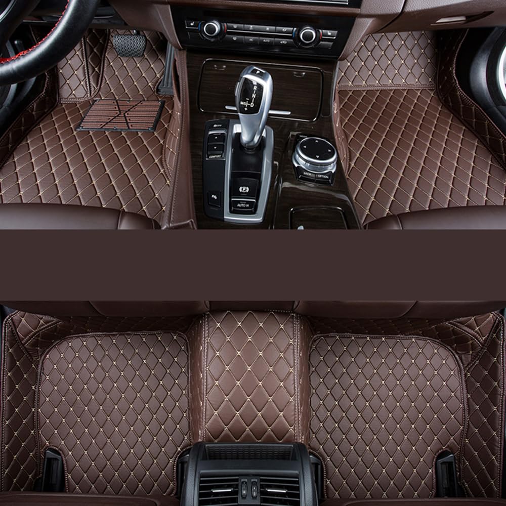 Auto Fußmatten für BMW 5 Series GT 2014 2015 2016 2017,Leder Auto Teppich Antirutschmatten wasserdicht Allwetterschutz Foot Pads Premium Fussmatten,B Brown von FGYLS