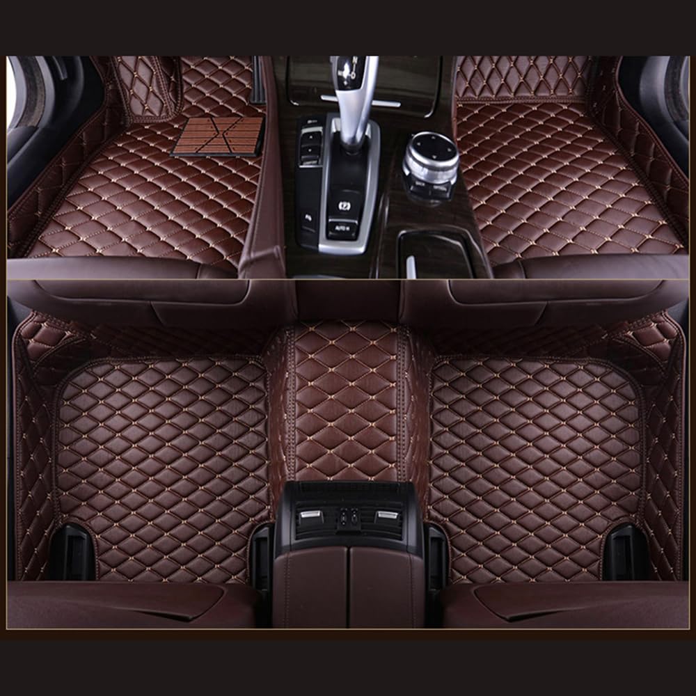 Auto Fußmatten für BMW X5 2014 2015 2016 2017 2018 7seast,Leder Auto Teppich Antirutschmatten wasserdicht Allwetterschutz Foot Pads Premium Fussmatten,A Brown von FGYLS