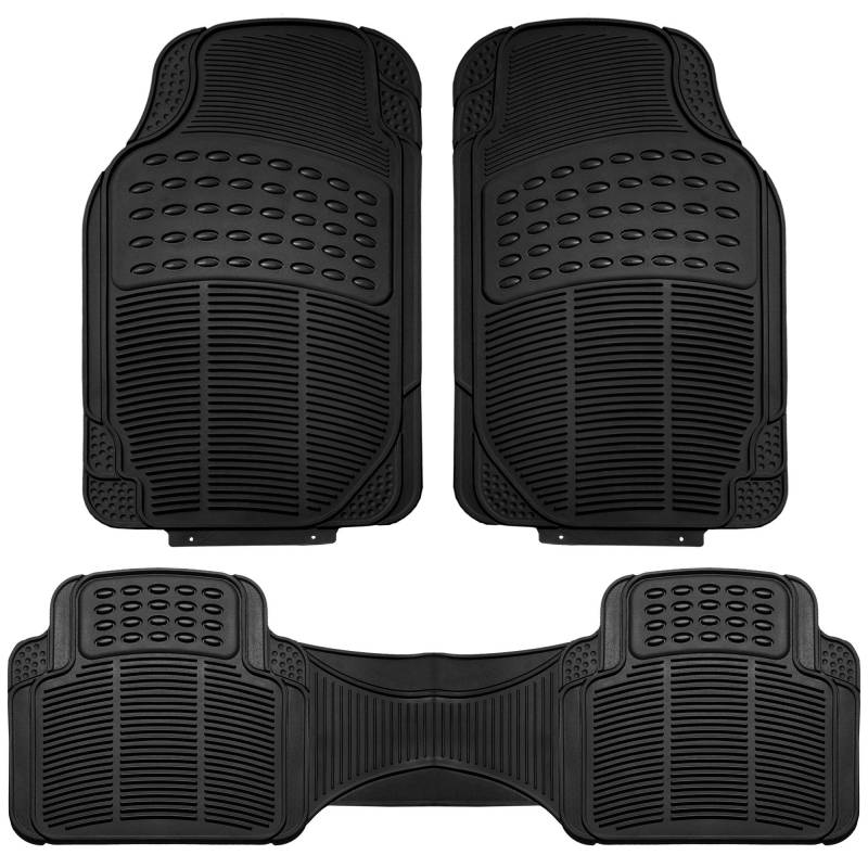 Auto-Fußmatten Solid Black Climaproof für Allwetterschutz Universal Fit Trimmbar Heavy Duty Passend für die meisten Autos, SUVs und Trucks, 3-teiliges Komplettset FH Group F11306BLACK von FH GROUP