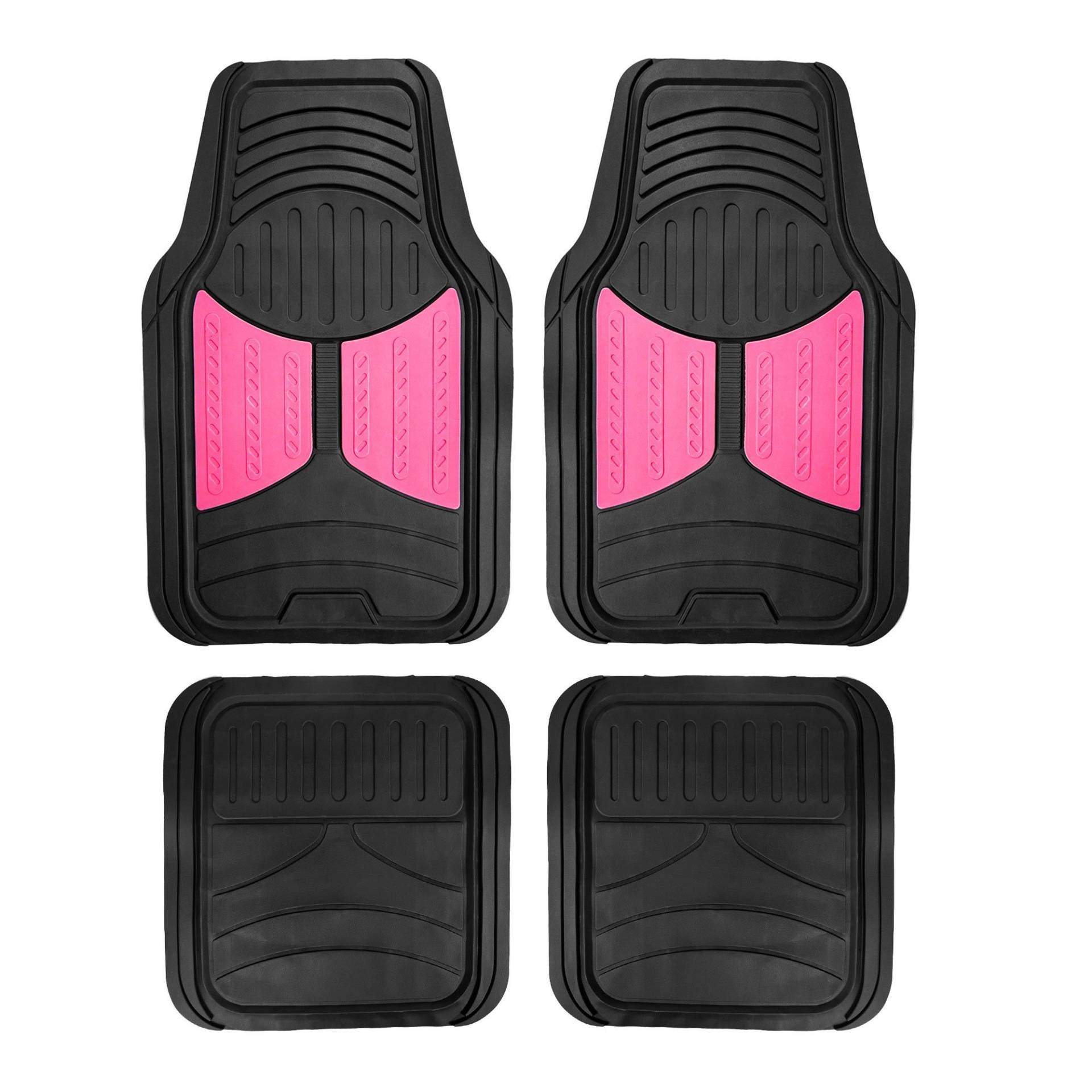 Automobil-Fußmatten, Rosa, klimafest, für alle Wetterbedingungen, universelle Passform, Robustes Gummi, passend für die meisten Autos, SUVs und LKWs, komplettes Set, passend für FH Group F11313PINK von FH GROUP