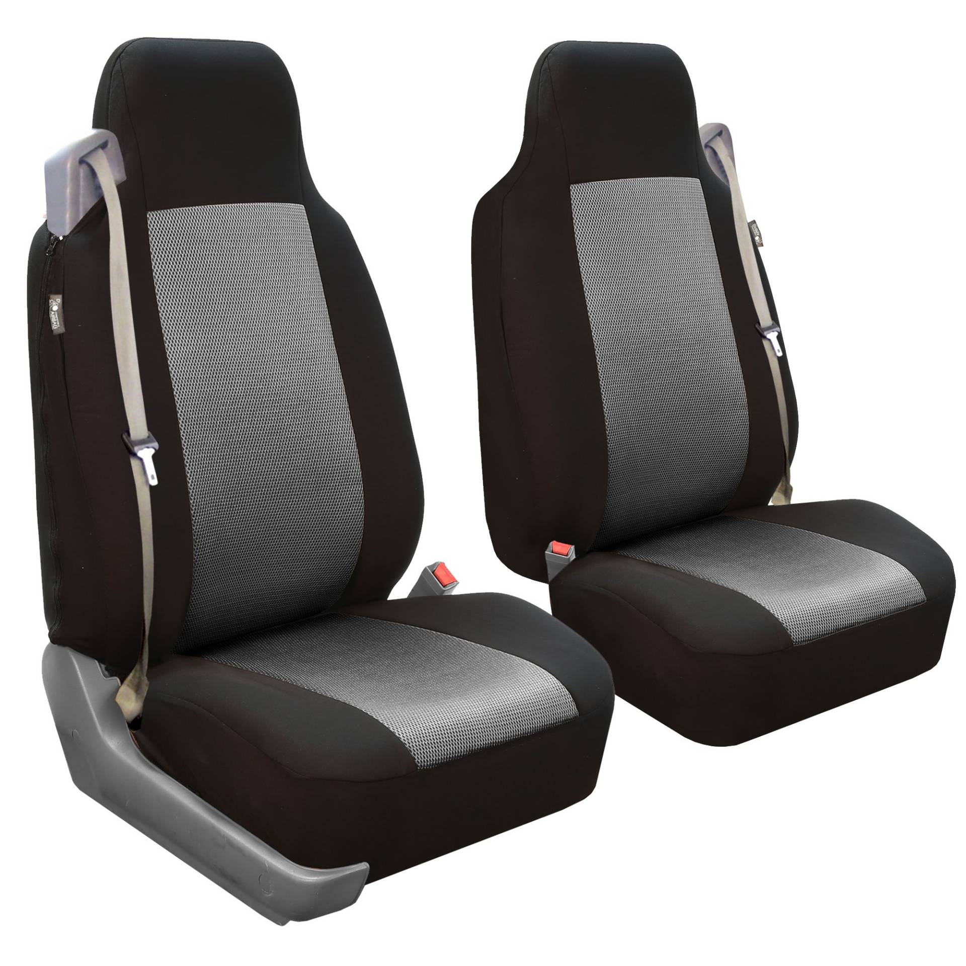 FH GROUP Autositzbezüge vorne Set Grau Tuch - Autositzbezüge für Schalensitze 1 Stück Sitzbezug, Universal Fit Autositzbezug, Waschbarer Autositzbezug, Autositzbezüge für SUV, Limousine, Van von FH GROUP