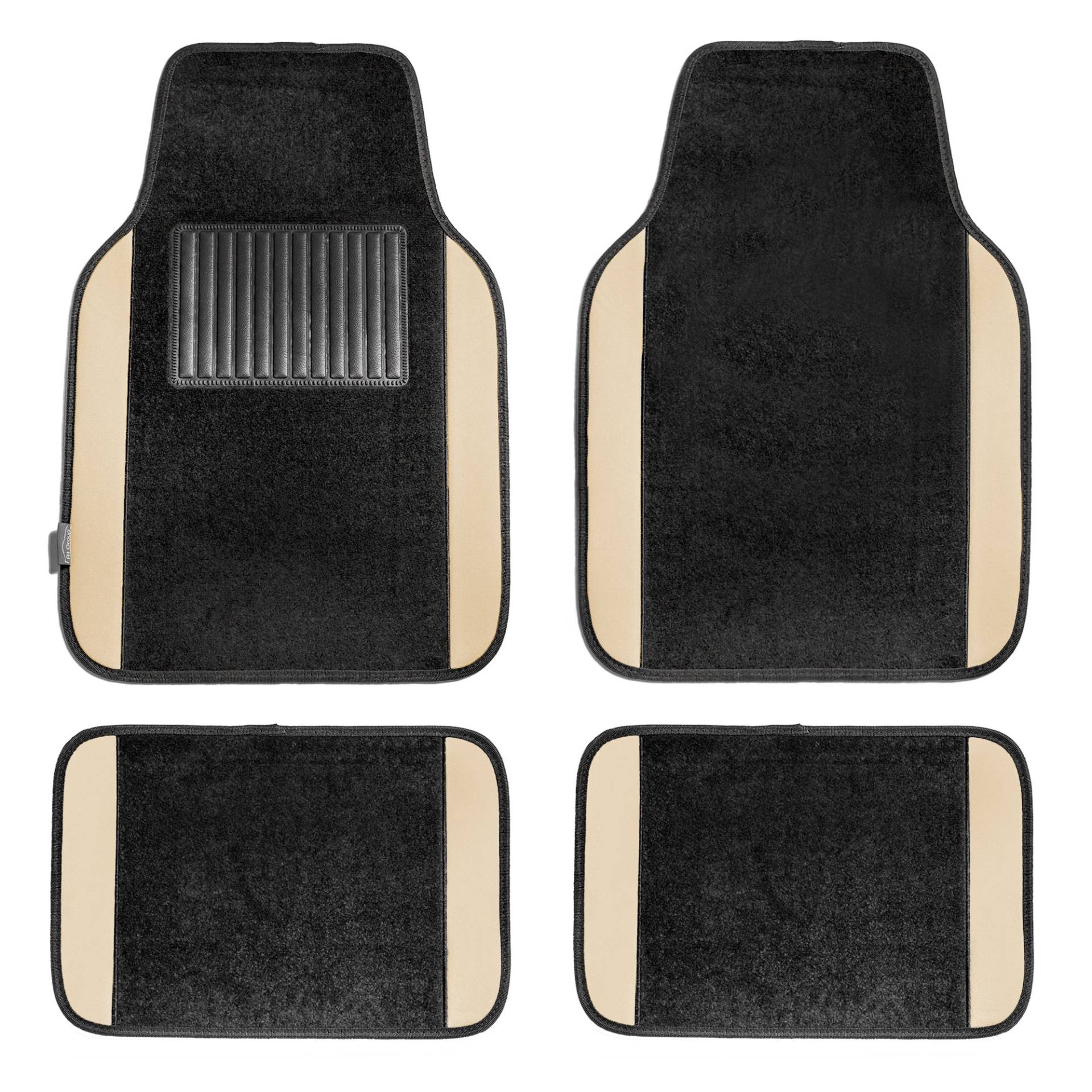 FH Group F14407BEIGE Universal Fit Premium Teppich Beige Auto-Fußmatten passend für die meisten Autos, SUVs und Trucks mit Fahrer-Fersenpolster, Komplettset von FH GROUP