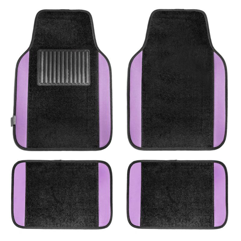 FH Group F14407PURPLE Universal Fit Premium Teppich lila Auto-Fußmatten passend für die meisten Autos, SUVs und Trucks mit Fahrer-Fersenpolster, komplettes Set von FH GROUP