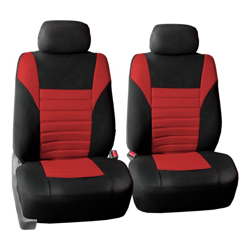 FH GROUP Autositzbezüge vorne Set Premium Rot 3D Air Mesh - Low Back Autositze mit Abnehmbarer Kopfstütze, Universal Fit, Automotive Sitzbezug, Airbag Kompatibel Autositzbezug für SUV, Limousine, Van von FH GROUP