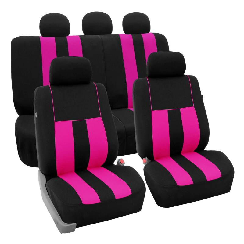 FH Group Autositzbezüge Komplettes Set Rosa Tuch – Universal Fit, Autositzbezüge, niedrige Rückenlehne, Vordersitzbezüge, Airbag kompatibel, Geteilte Sitzbank, Autositzbezug für SUV, Limousine, Van von FH GROUP