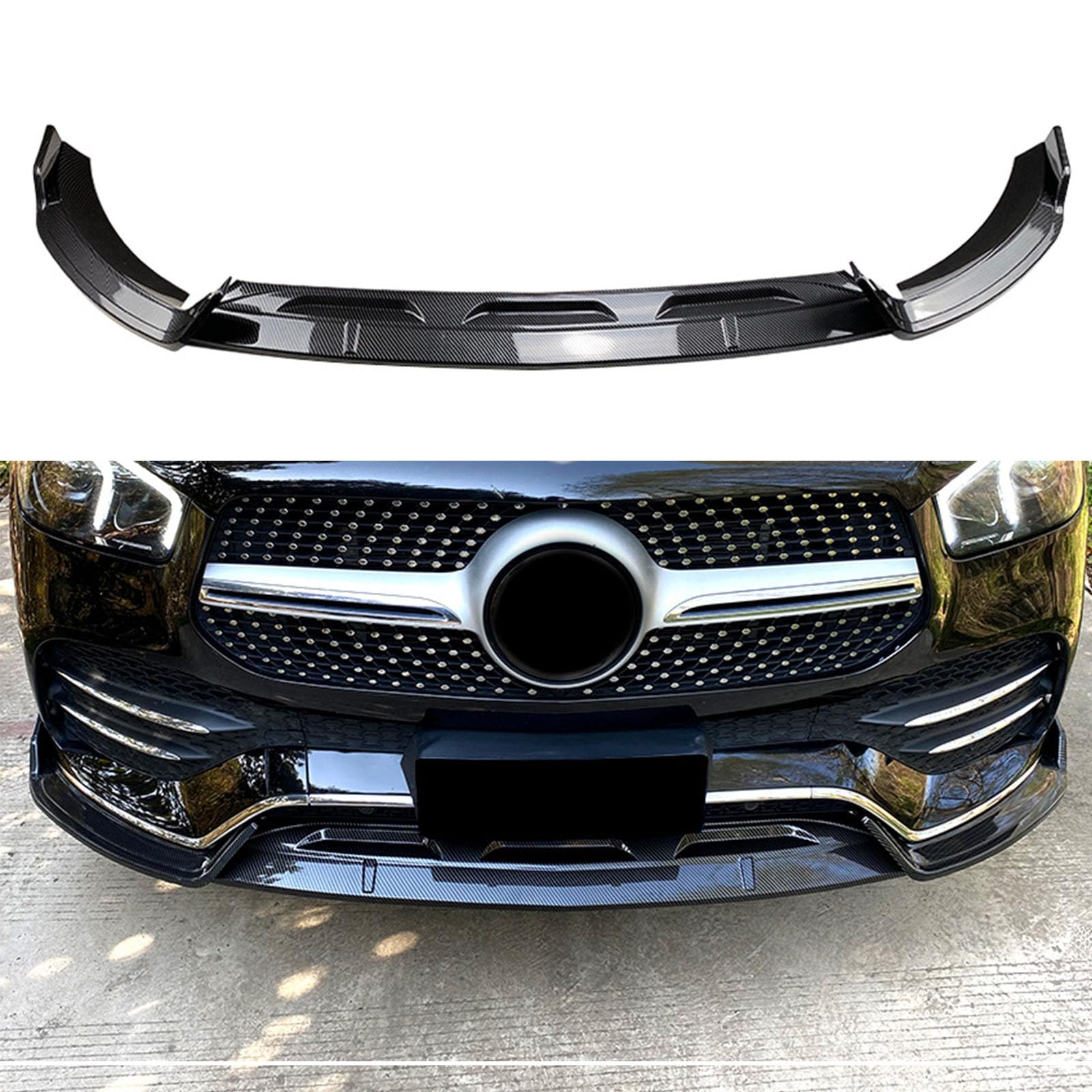 Kompatibel für Benz GLE W167 C167 2019-2023 AMG, Frontsplitter Stoßstangenlippe Auto FrontstoßStange Splitter Lippenspoiler Bodykit SchutzzubehöR, B Carbon Fiber Look von FHBPCPP