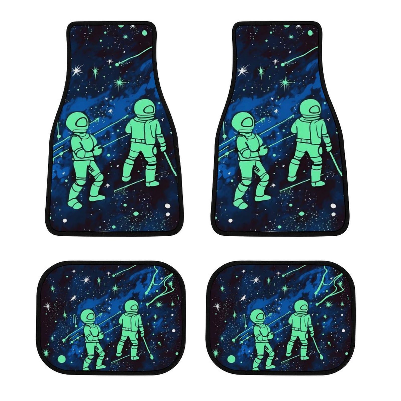 4 Stück Auto Fußmatten Set rutschfeste Auto Fußmatten Glow in The Dark Printed Auto Matten Allwetter Auto Teppich Auto Zubehör für Limousinen LKW Vans SUV Fahrzeug von FHECVBN