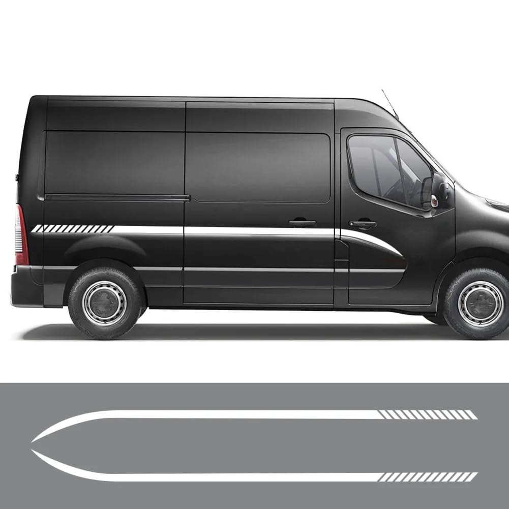 2 STÜCKE Auto Tür Taille Linien Dekor Aufkleber, für Renault Master Wohnmobil Van Auto Styling Grafik Vinyl Aufkleber Zubehör von FHIHUEPR