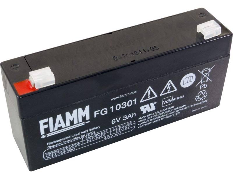 Fiamm Batterie Serie FG 6V Notstromversorgung USV Anschluss Faston 187 flach 4,8mm (FG10301 Ampere3(Ah)) - -FG10301 von FIAMM Componenti Accessori S.p.A