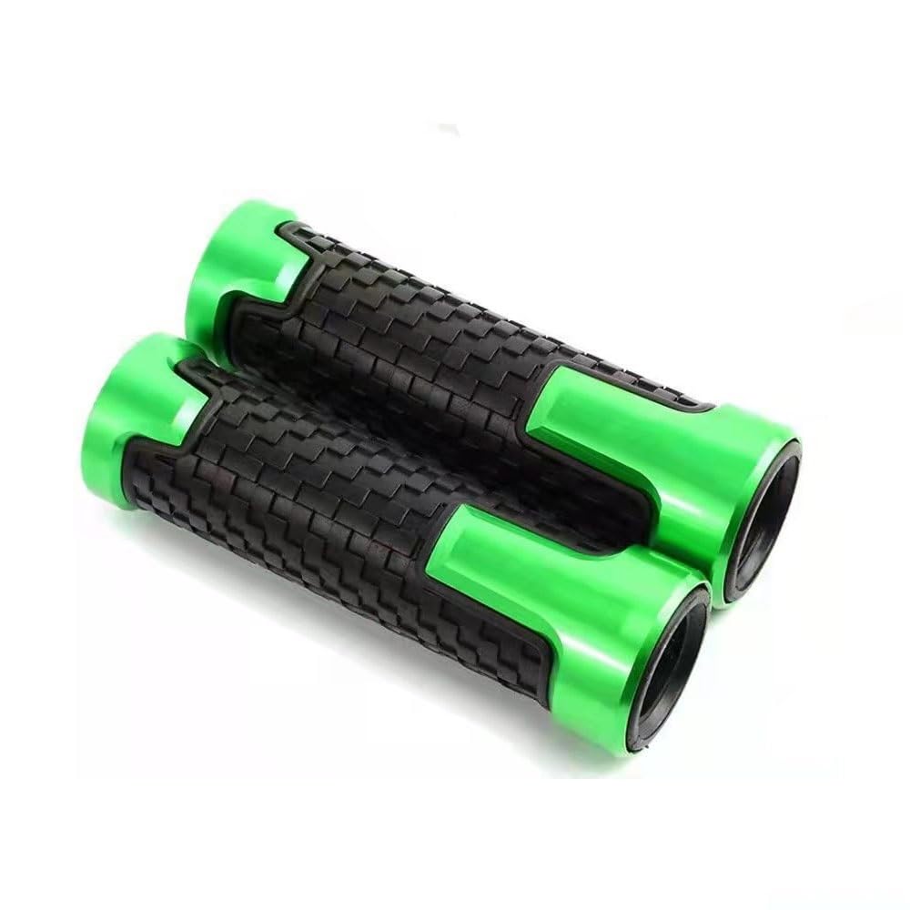 FICNNVJH Rutschfester Motorradgriff 7/8'' Fahrrad Motorrad Hohl Griff Bar End Gewicht Griff Grip Gummi Motorrad Anti-Slip CNC Lenker Griffe(Green1) von FICNNVJH