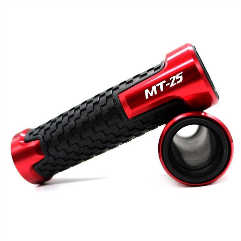 FICNNVJH Rutschfester Motorradgriff Für Y&AMAHA MT25 MT 25 MT-25 Design 7/8'' 22mm Motorrad Knöpfe Anti-Skid Roller Griff Enden Griffe Bar Hand Lenker(M6 Red) von FICNNVJH