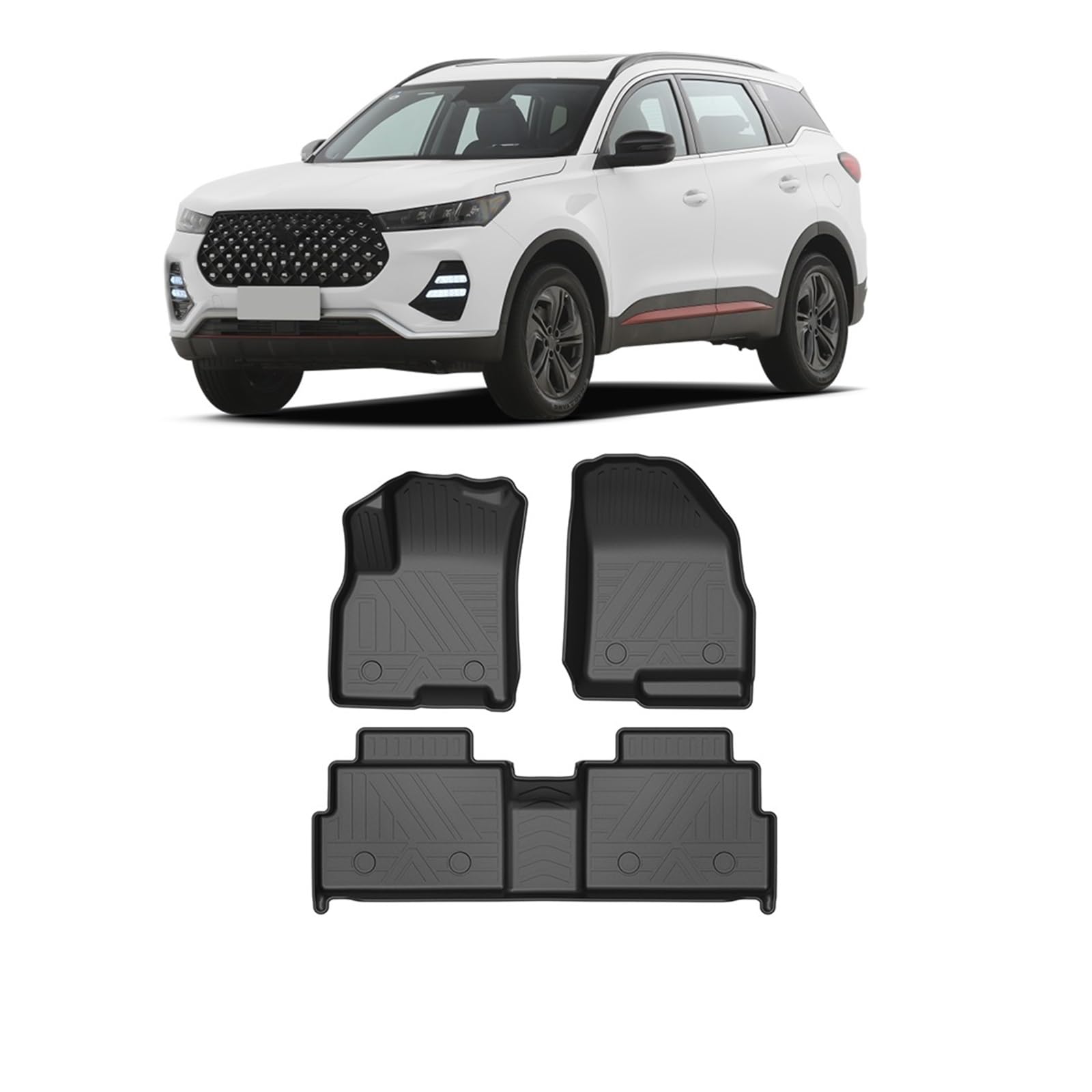 Auto Fußmatten TPE Fußmatten Pad Tray Mat Interieur Zubehör Kompatibel mit Chery Tiggo 4 Pro Kompatibel mit Tiggo 7 2017-2023(7 20-23) von FIDBNAOOD