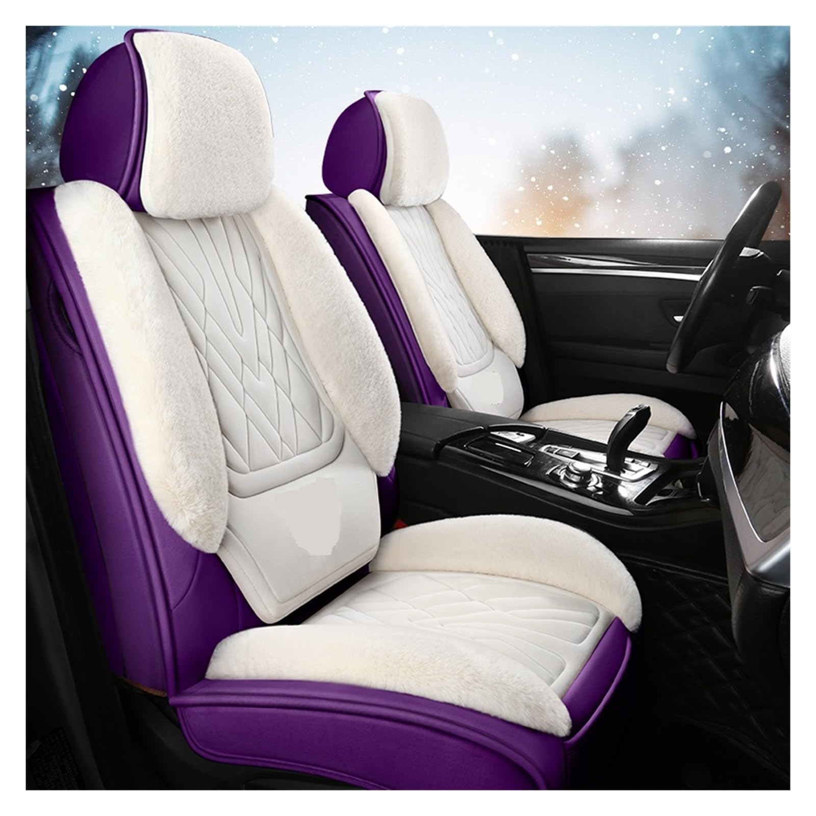 Autositzbezüge Kompatibel mit Sedan SUV Durable Flush Fur Warm Komplettsatz 5 Sitze Sitzbezug Kompatibel mit Winter Dicke Warme Sitzkissen Grün(Standard blue) von FIDBNAOOD