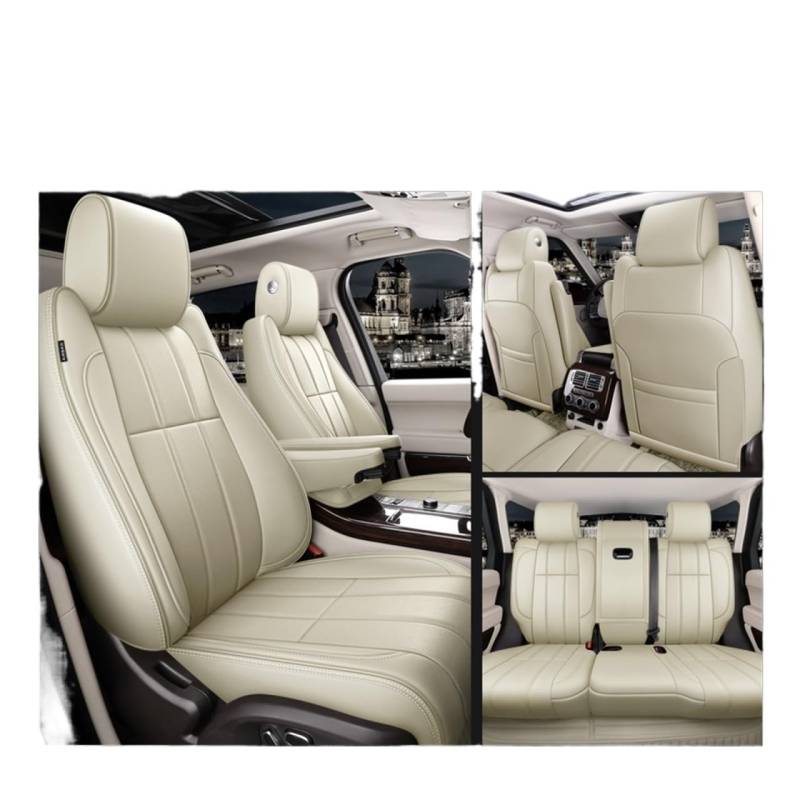 Custom Fit Car Accessories Seat Covers Full Set Middle Perforated Genuine Leather Specific Compatible With Land Rover Range Rover Sport(BEIGE_LEATHER_EVOQUE) von FIDBNAOOD