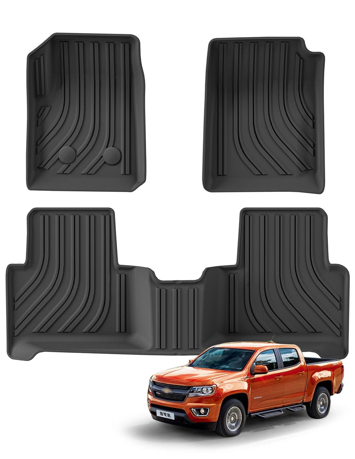 Fußmatten kompatibel mit Chevrolet Chevy Colorado 2015-2022 TPE 3D Fußpad Set All Weather Auto Zubehör von FIDBNAOOD