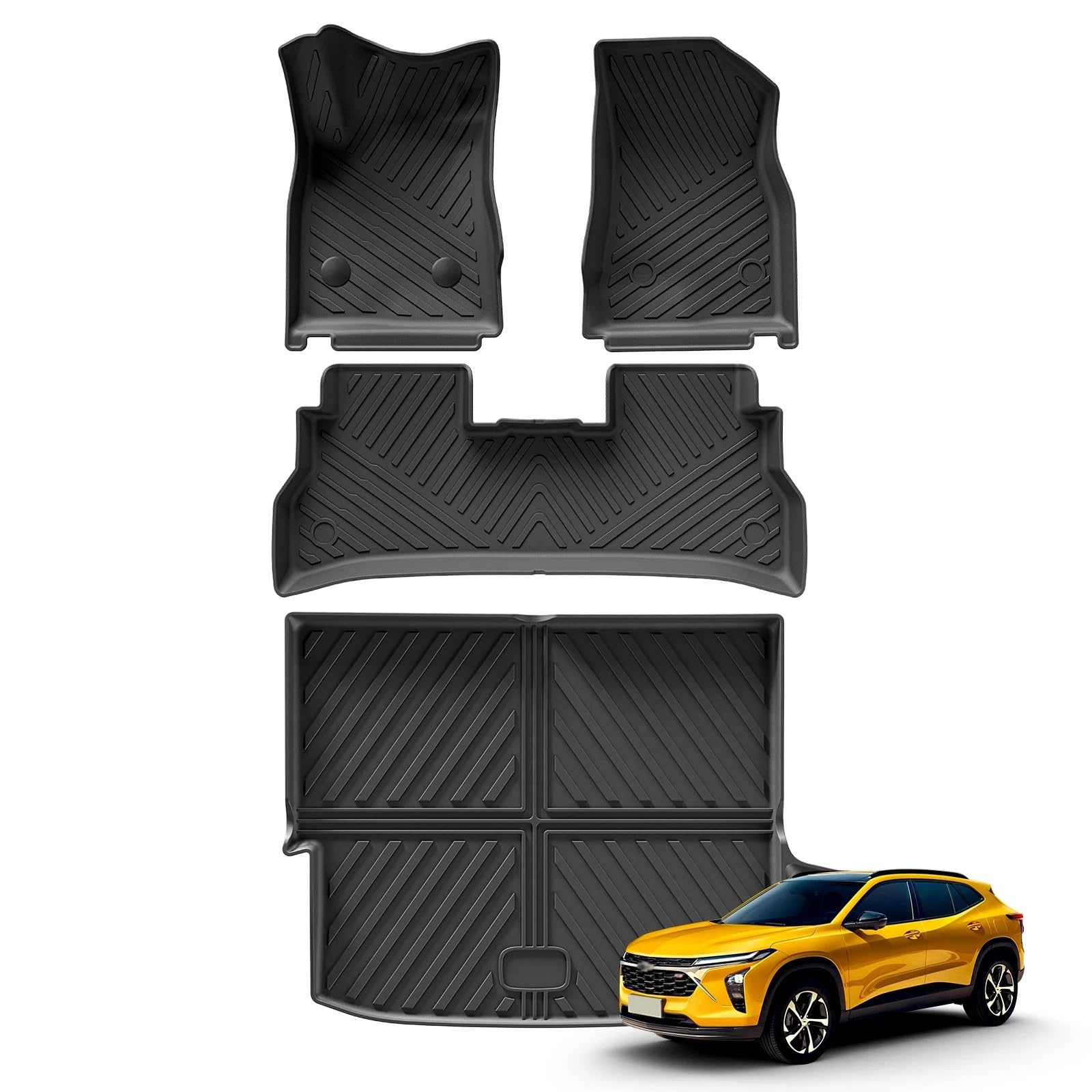 Kompatibel mit Chevy Chevrolet Trax 2024 2025 Fußmatten Cargo Liner Kofferraum/Rückenlehnenmatte TPE 3D Linkes Ruder(LHD 4PCS) von FIDBNAOOD