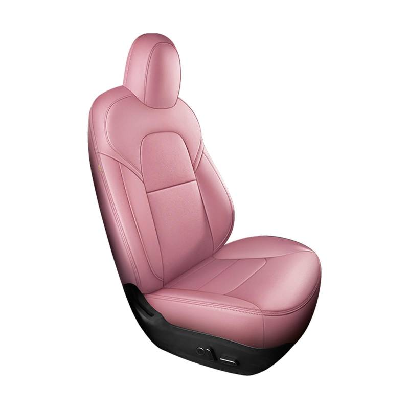 Kompatibel mit Tesla Model 3 Y Custom Fit Autositzbezug Zubehör Kompatibel mit Tesla 360 Grad Vollbedeckt Mitte Echtes Leder Weiß Blau(Pink Set) von FIDBNAOOD