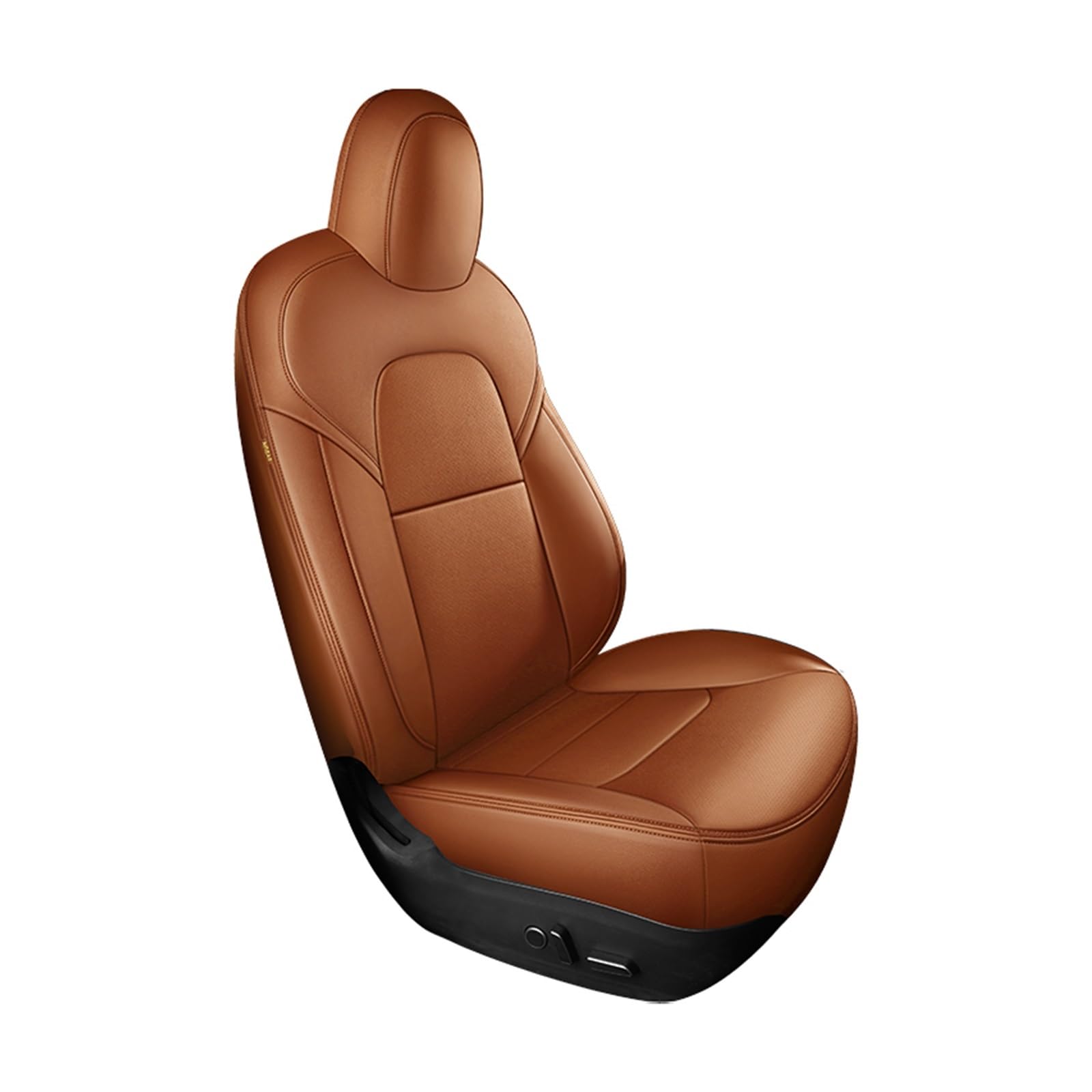 Kompatibel mit Tesla Model Y 3 Custom Fit Autositzbezug Zubehör Kompatibel mit Modell 3 / Y 360 Grad Vollgepolstertes Lederkissen Weiß(5pcs Brown Set) von FIDBNAOOD