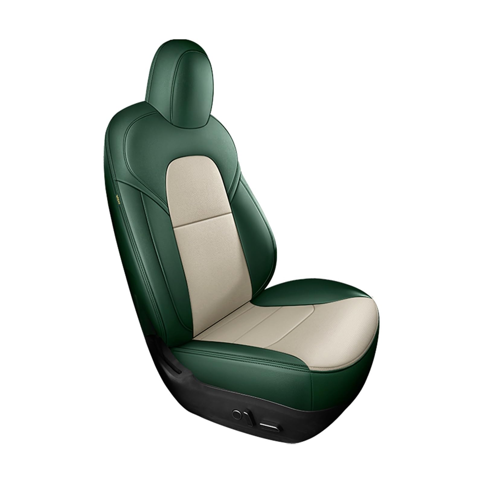 Kompatibel mit Tesla Model Y 3 Custom Fit Autositzbezug Zubehör Kompatibel mit Modell 3 / Y 360 Grad Vollgepolstertes Lederkissen Weiß(5pcs green white) von FIDBNAOOD