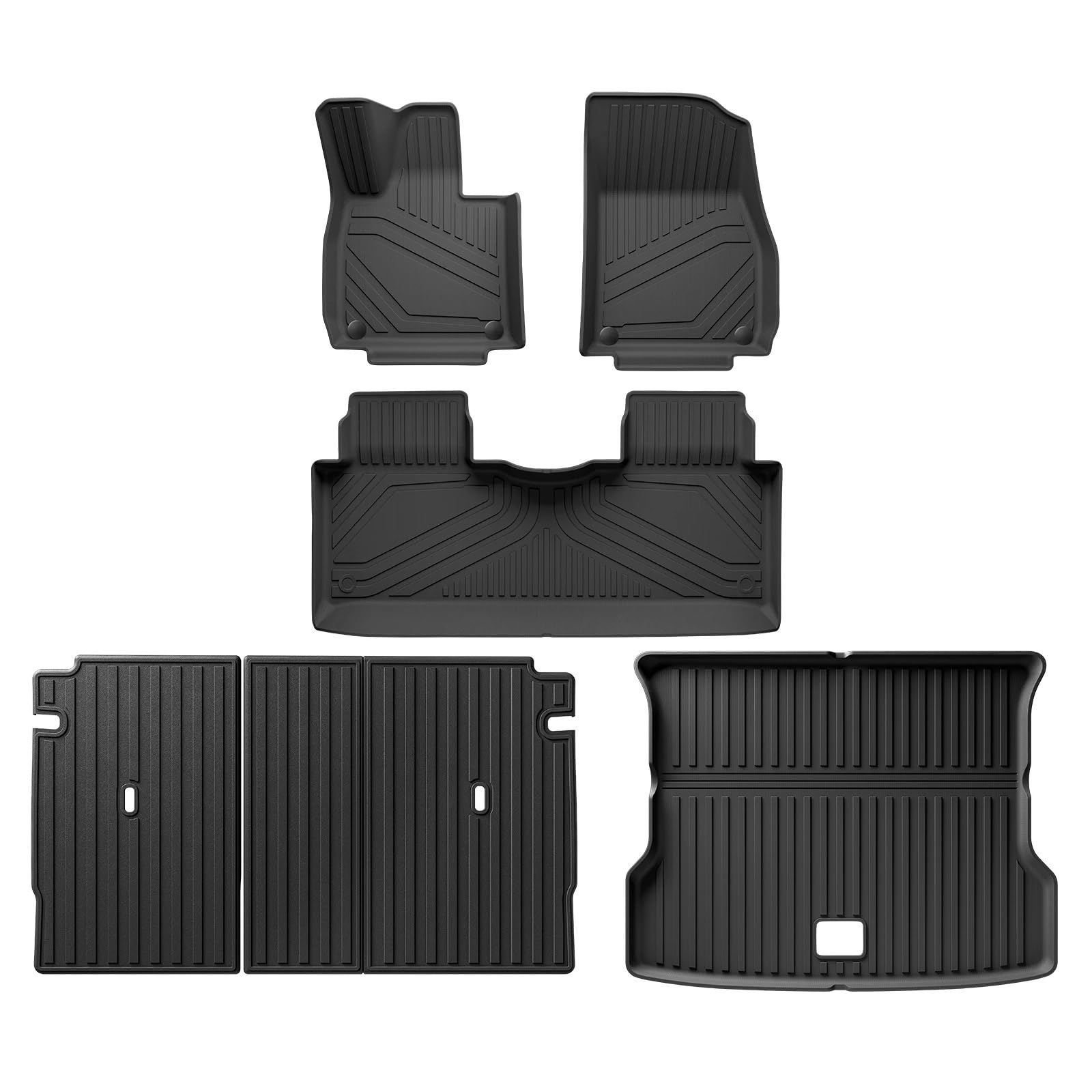 Kompatibel mit Xpeng G6 2023 2024 Fußmatten Cargo Liner Kofferraummatte TPE 3D Fußmatte Linkes Ruder WP SCHWARZ(G6 LHD 6pcs) von FIDBNAOOD