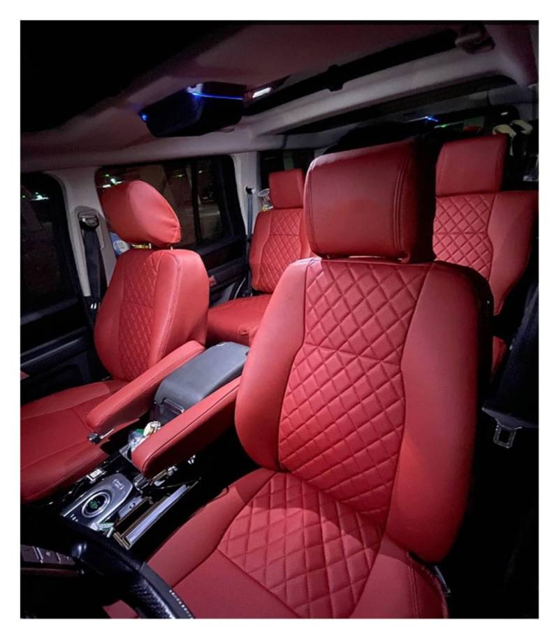 Maßgeschneiderte Autozubehör Sitzbezüge Vollsatz Mitte perforiert Echtleder speziell kompatibel mit Land Rover Range Rover Sport(BURGUNDY DIAMOND_LEATHER_RANGER ROVER) von FIDBNAOOD