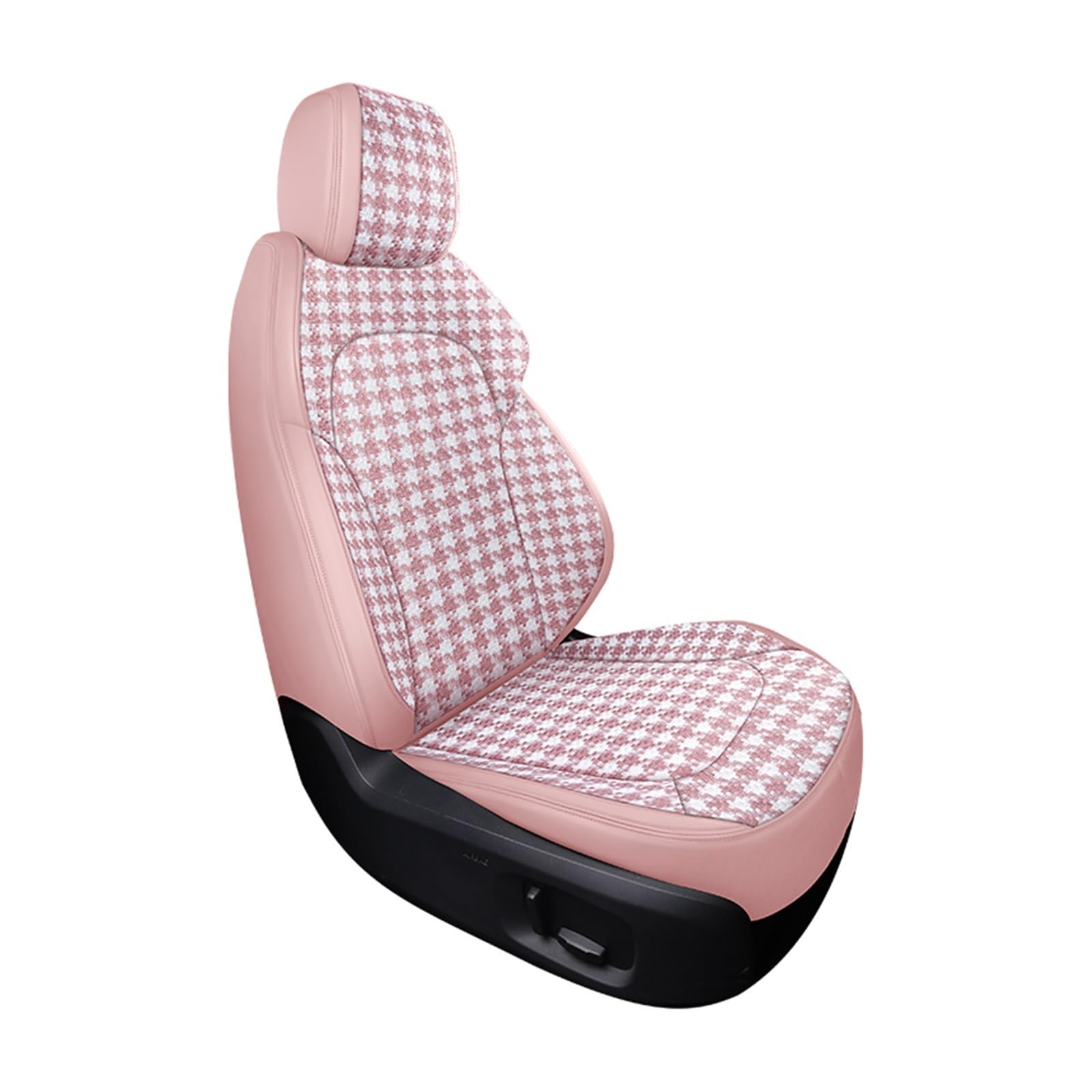 Maßgeschneiderte Autozubehör Sitzbezug kompatibel mit 5 Sitzen komplettes Set Hahnentritt Leder kombinieren voll gepolstert kompatibel mit über 2000 Modellen Rosa(Pink) von FIDBNAOOD