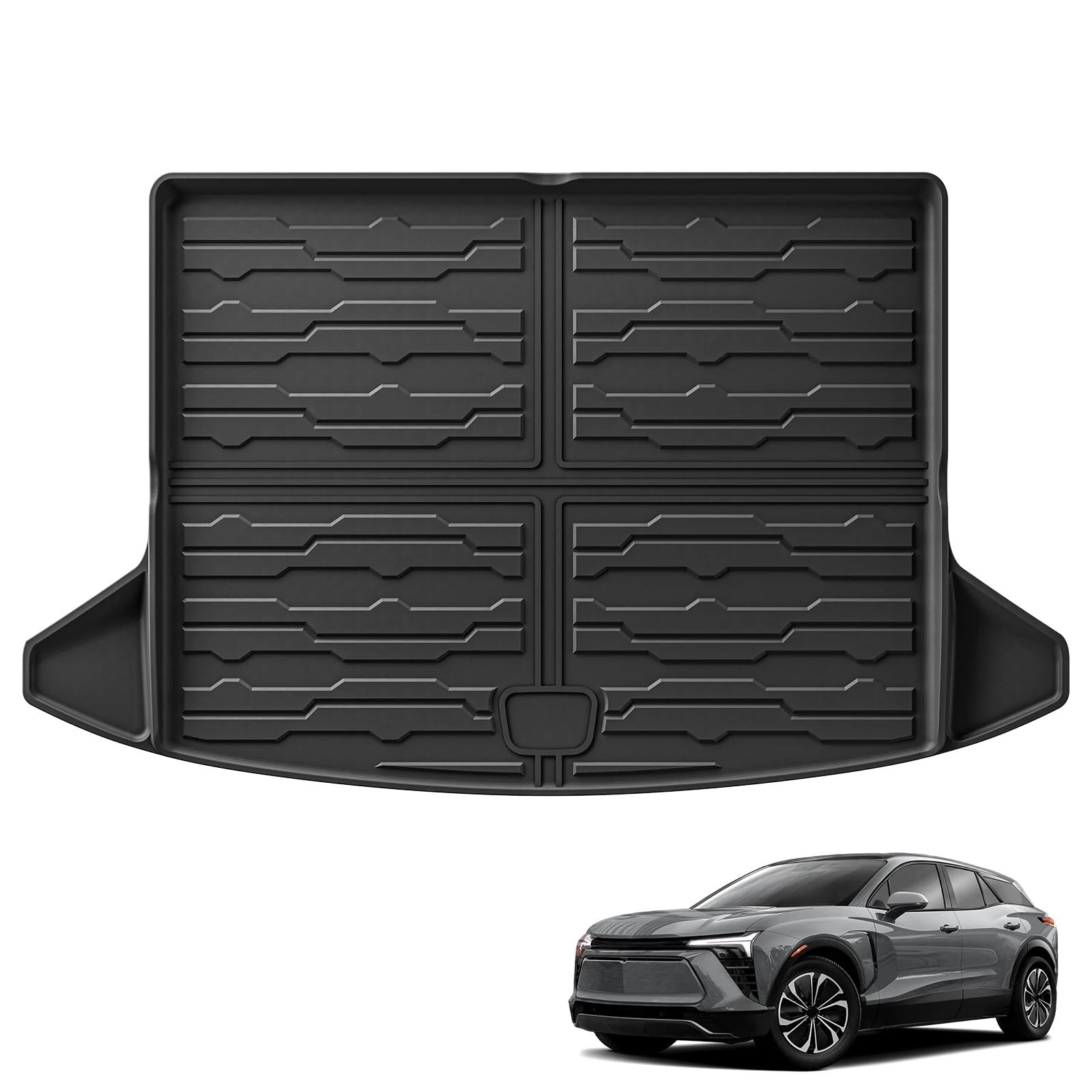 TPE 3D Fußmatten Cargo Liner Kofferraumwanne Kompatibel mit Chevrolet Blazer EV 2024 All Weather WP Schwarz Linkes Ruder(24Blazer EV TRUNK 1P) von FIDBNAOOD