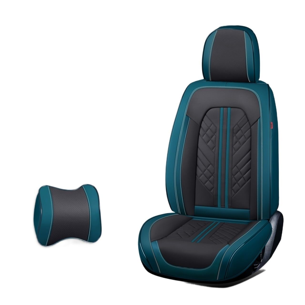 Universal Autositzbezüge 360 Grad Vollbedeckt Durable ECO Nappa Leder Sitzbezug kompatibel mit 90% Limousine SUV 5 Sitze Auto mehrfarbig (Black blue2) von FIDBNAOOD