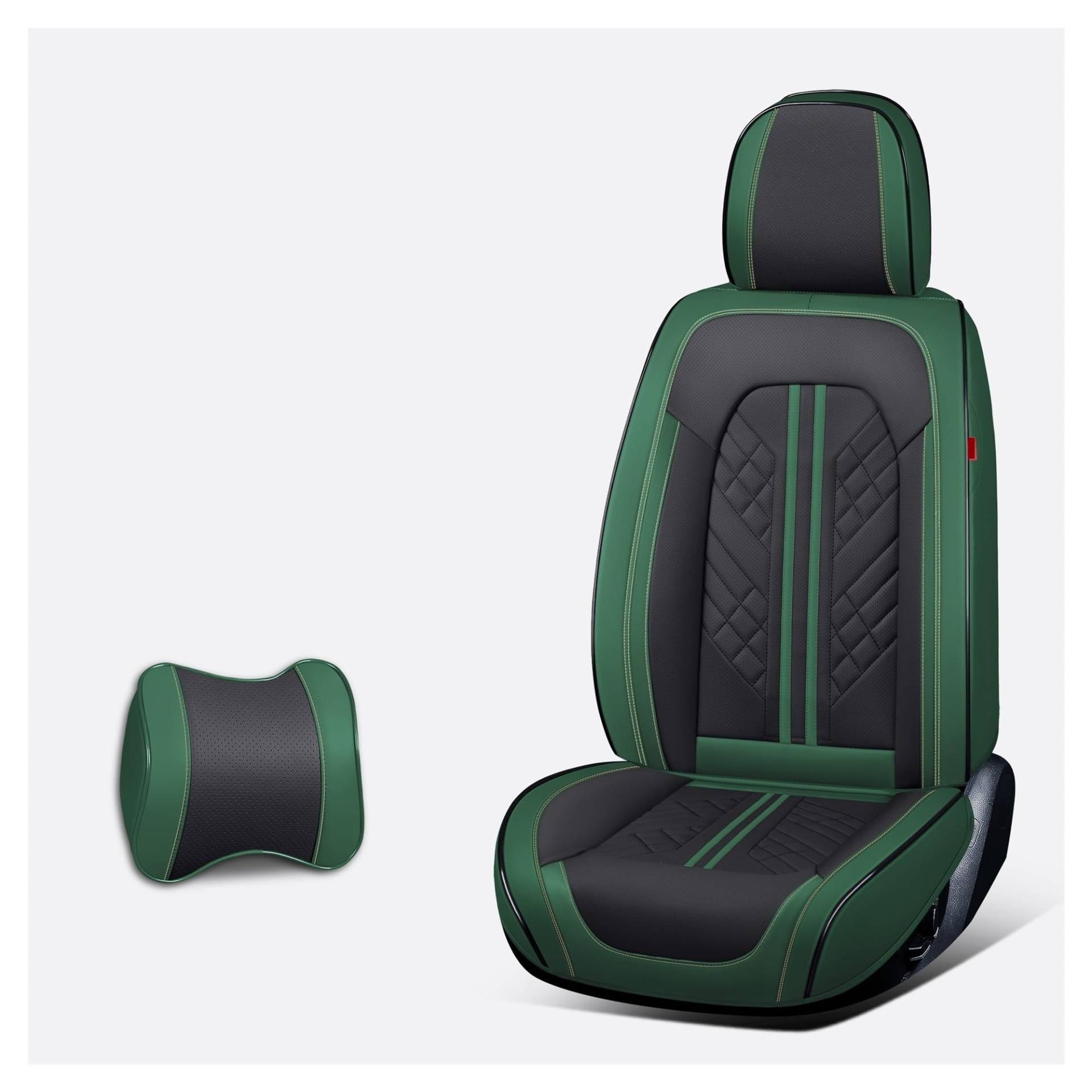 Universal Autositzbezüge 360 Grad Vollbedeckt Durable ECO Nappa Leder Sitzbezug kompatibel mit 90% Limousine SUV 5 Sitze Auto mehrfarbig (Black green) von FIDBNAOOD