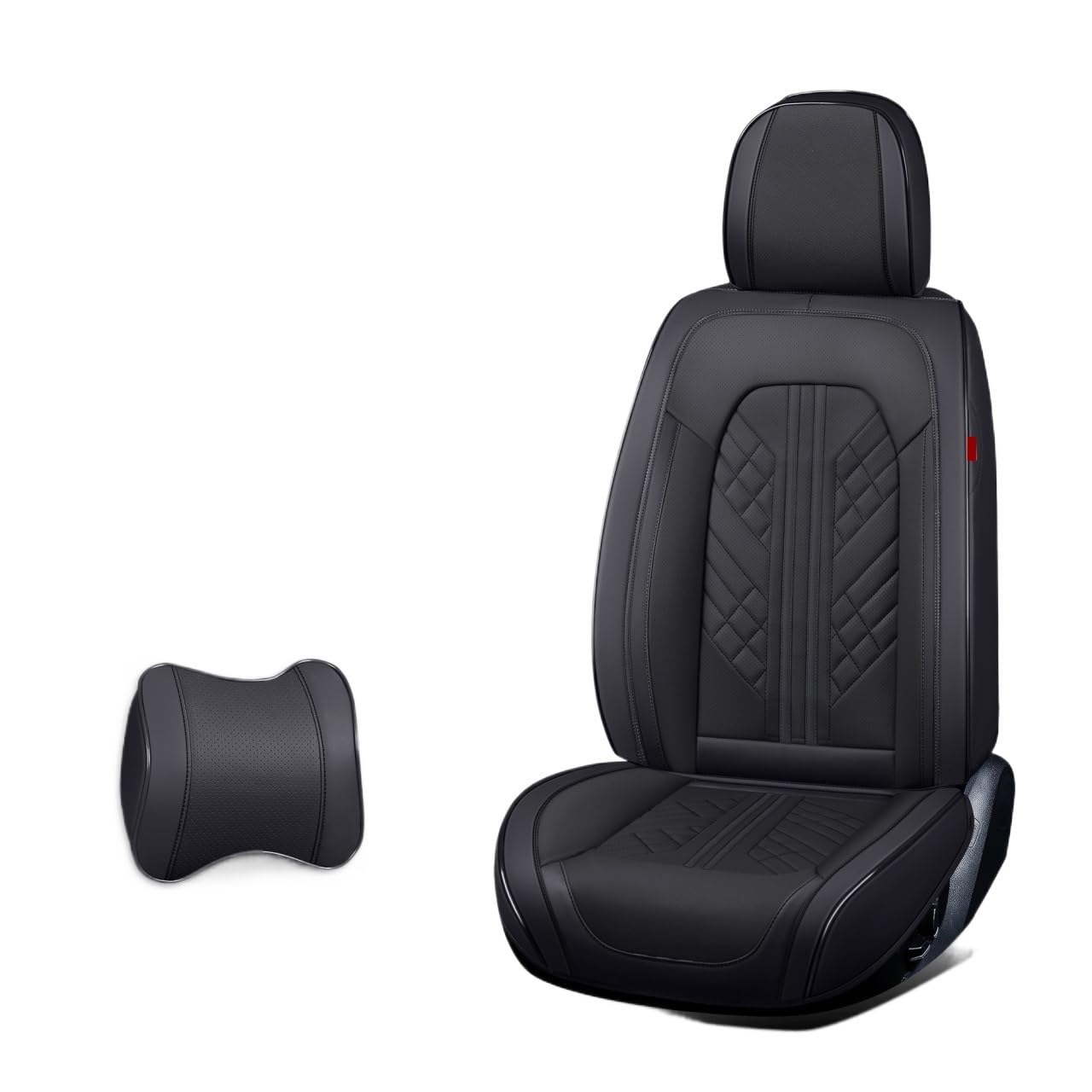 Universal Autositzbezüge 360 Grad Vollbedeckt Durable ECO Nappa Leder Sitzbezug kompatibel mit 90% Limousine SUV 5 Sitze Auto mehrfarbig (Whole Black) von FIDBNAOOD