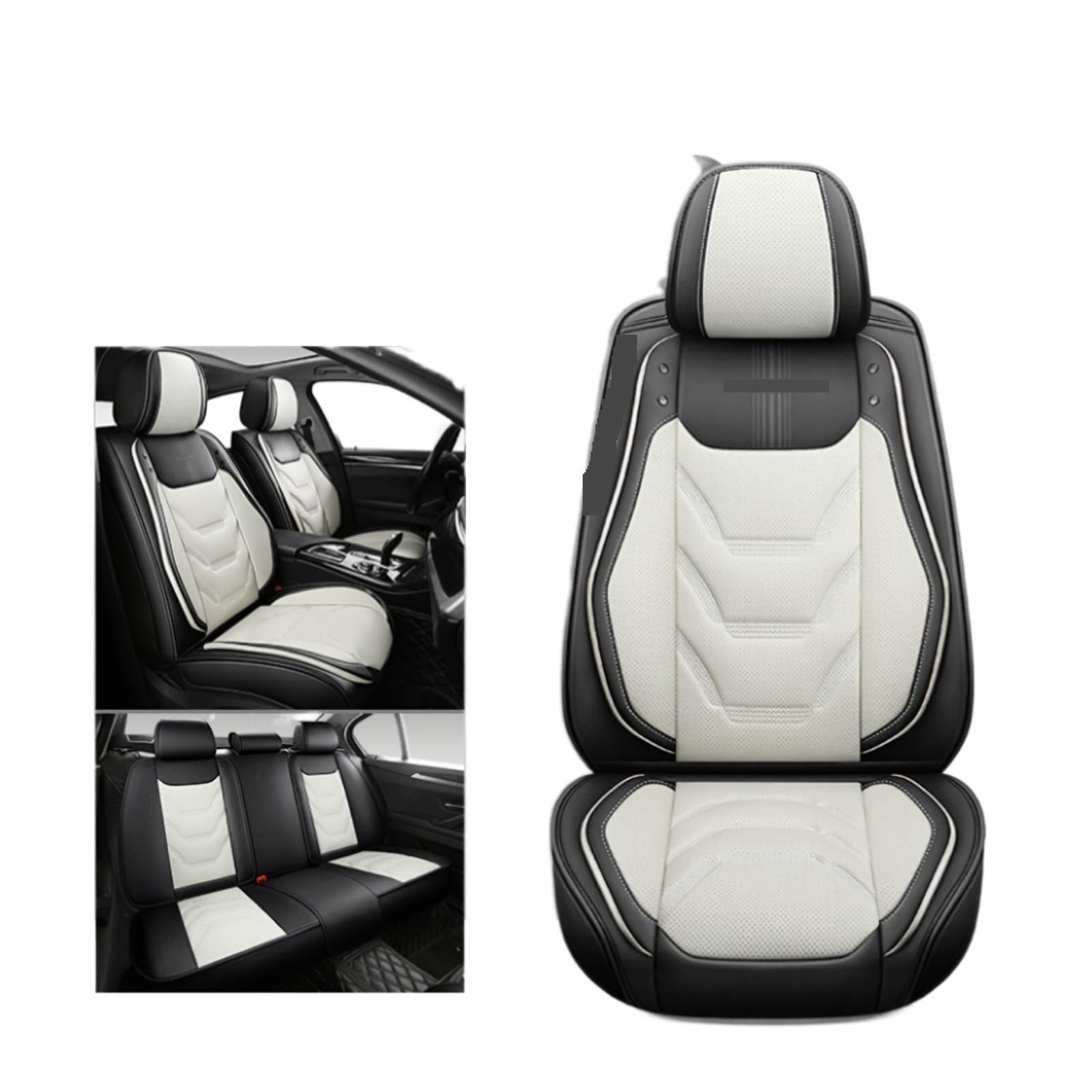 Universal Autositzbezug Vollständig bedeckt Langlebiges Ledersitzkissen Kompatibel mit 90% Limousine SUV Multi Color Sitzbezug Kompatibel mit 5 Sitzen Rot(Black white) von FIDBNAOOD