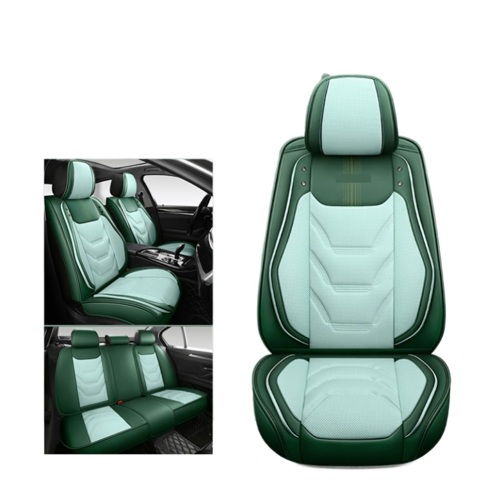 Universal Autositzbezug Vollständig bedeckt Langlebiges Ledersitzkissen Kompatibel mit 90% Limousine SUV Multi Color Sitzbezug Kompatibel mit 5 Sitzen Rot (Green blue) von FIDBNAOOD