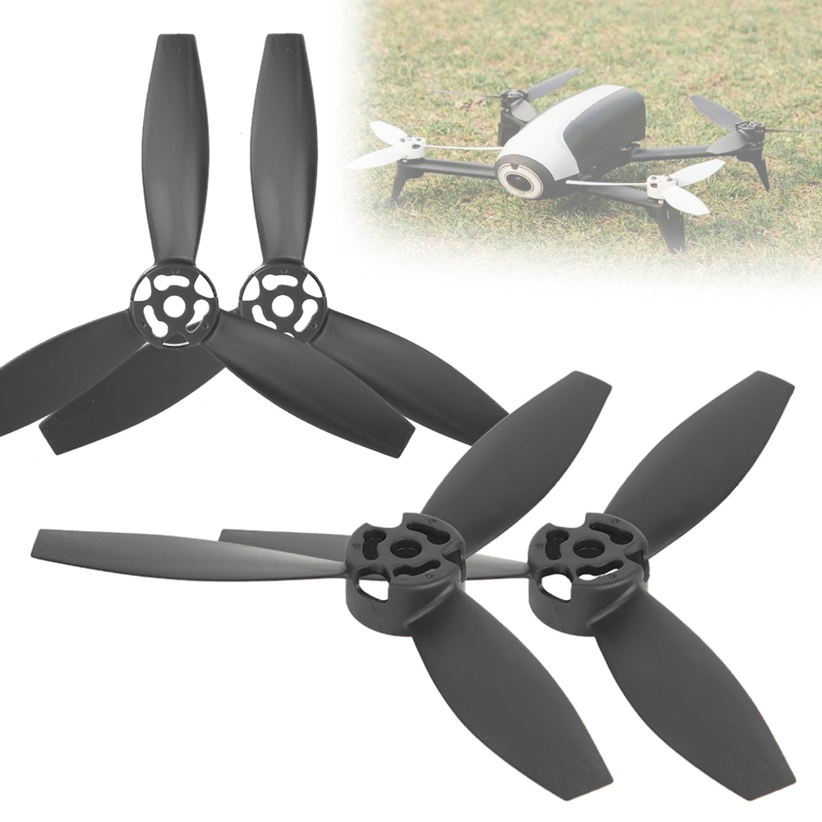 RC-Flugzeug-Leichtpropeller, Verbesserter 4-teiliger Ersatz für Bebop 2-Drohne. Passend für Bebop 2 RC-Drohne (BLACK) von FILFEEL