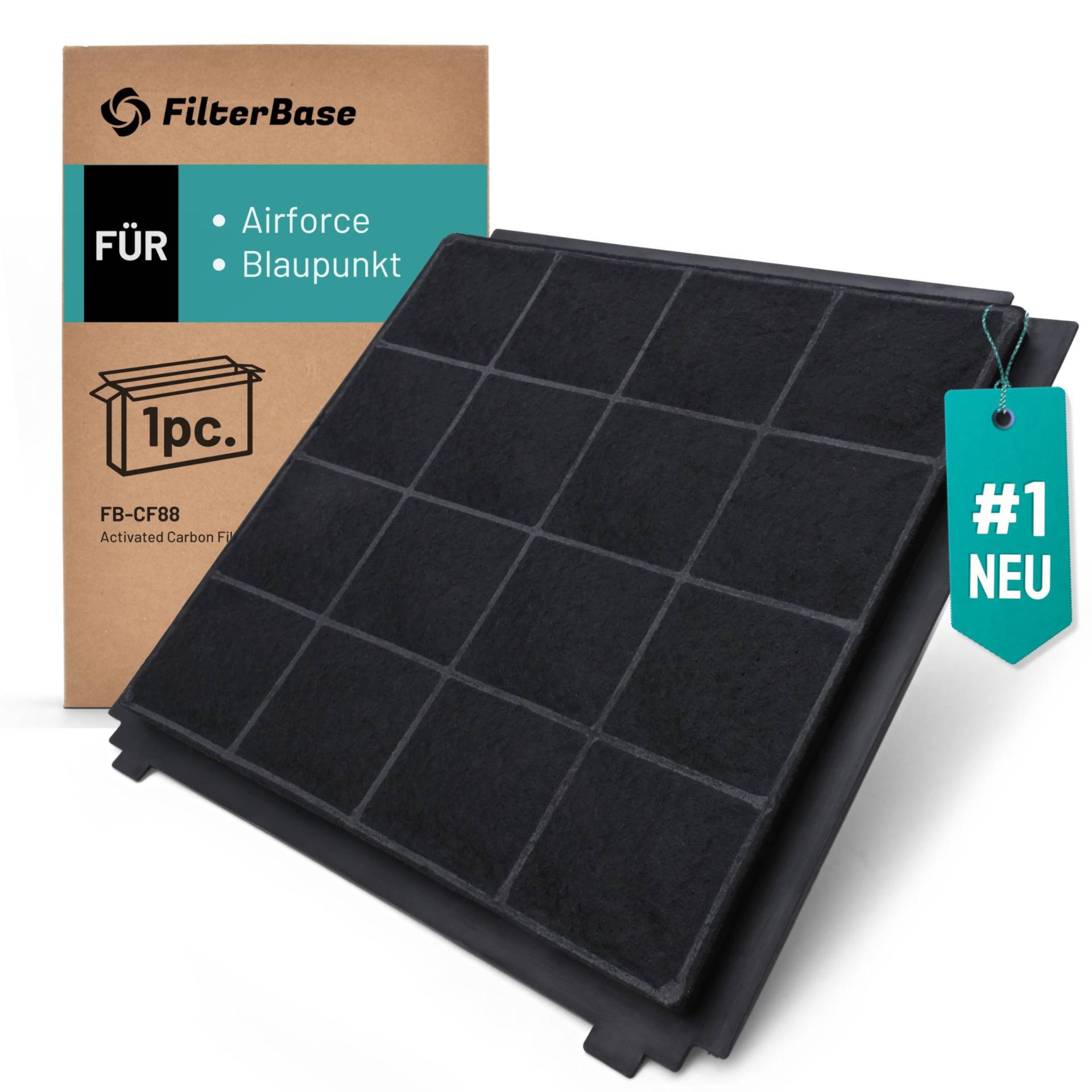 FilterBase® Aktivkohlefilter 1 Stück passend für Airforce AFFCA329, AIRFCHHDV1und Blaupunkt 5Z9110X1 - Filter Dunstabzugshaube von FILTERBASE