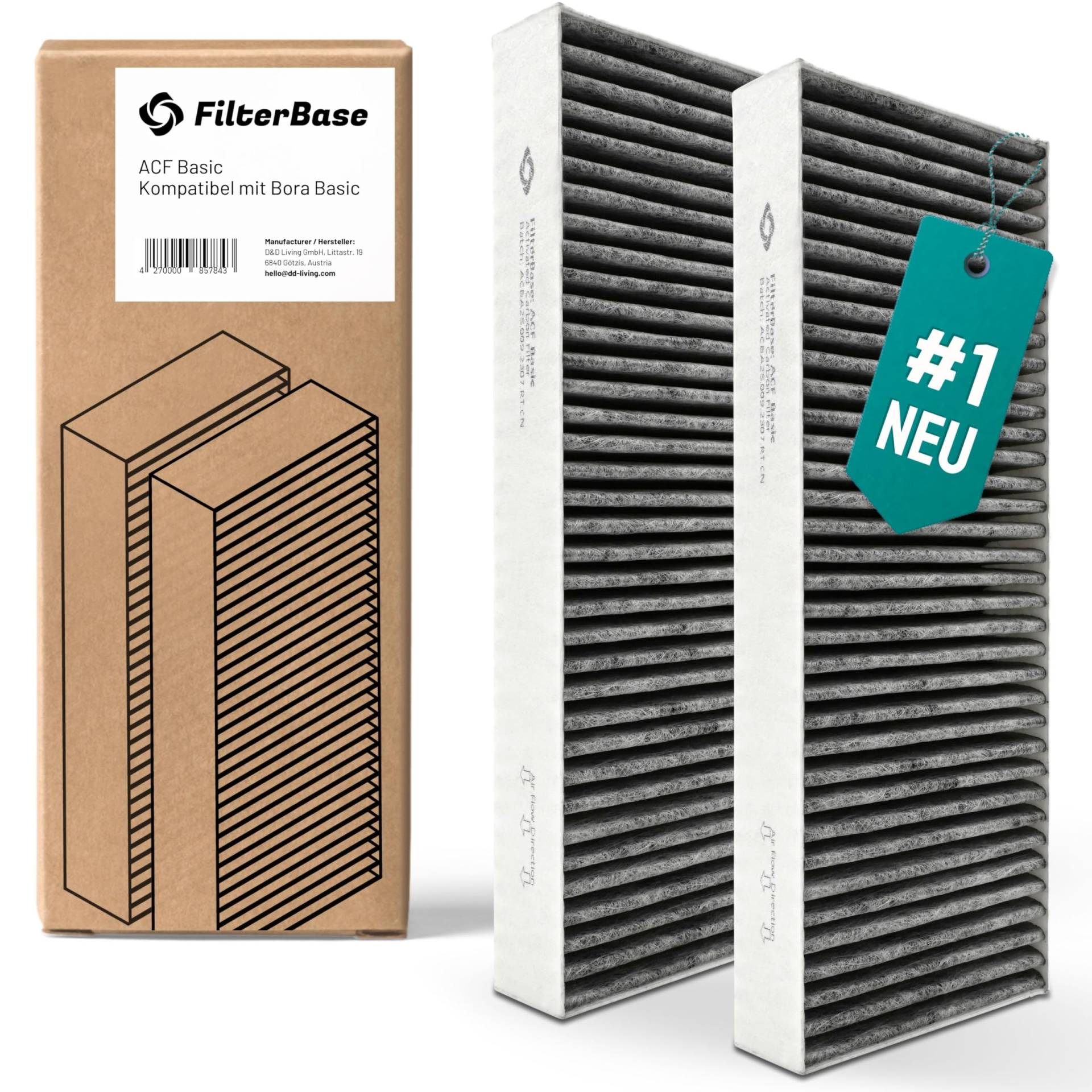 FilterBase® Aktivkohlefilter passend für Bora Basic, BAKFS Filter | Aktivkohlefilterset (2 Stück) für Ihr BIU BHU oder BFIU Kochfeld mit Umluft von FILTERBASE