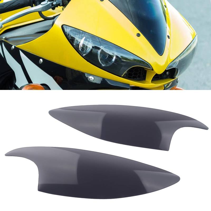 FINMOKAL 1 Paar Motorrad Scheinwerfer Objektiv Abdeckung Shield Case Protector Kompatibel mit Yamaha YZF R6 YZF-R6 2003 2004 2005 (Grau) von FINMOKAL