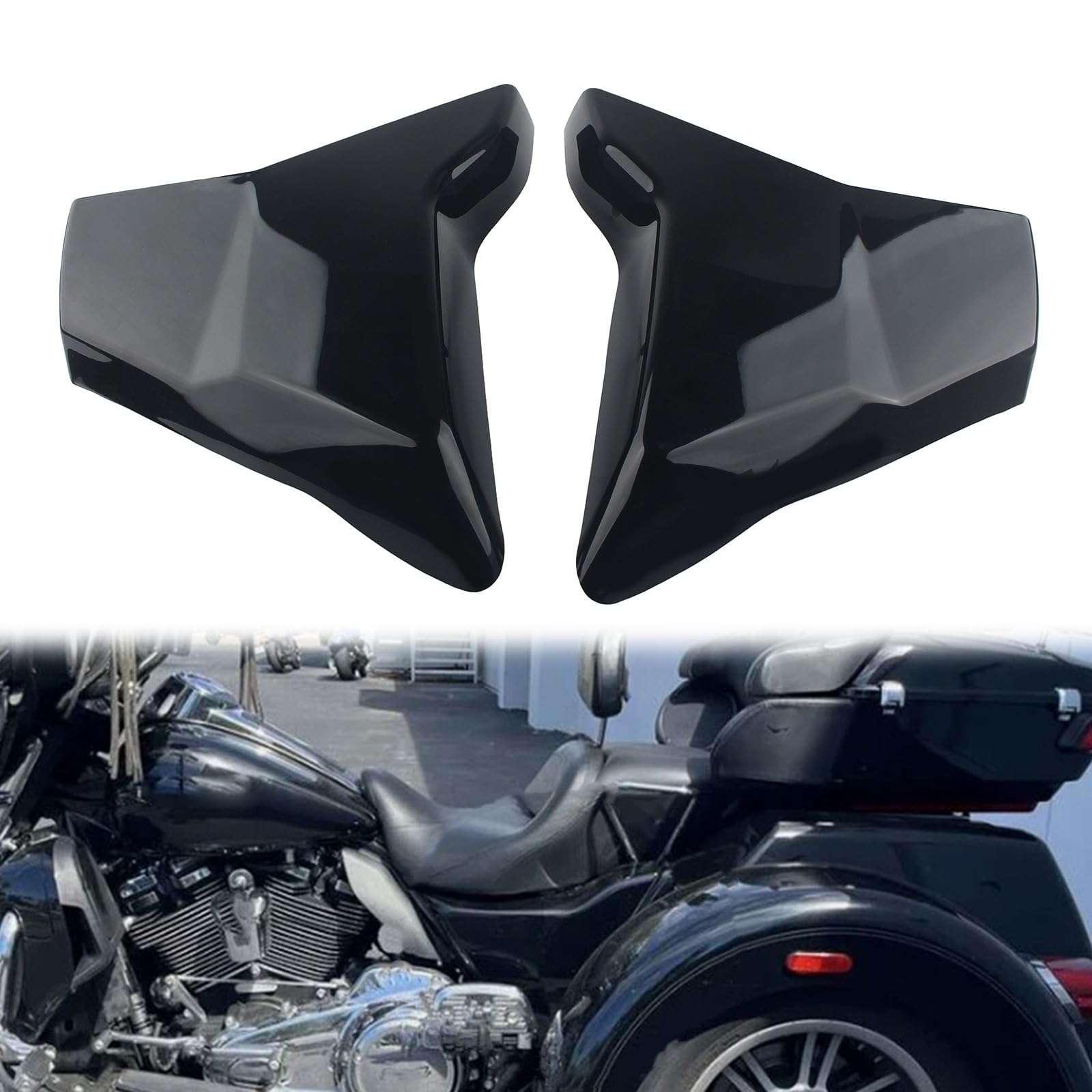 FINMOKAL 1 Paar unlackierte schwarze Abdeckung für linke und rechte Seite, kompatibel mit Harley Trike Modellen 2009–2023 Tri Glide Ultra Classic FLHTCUTG von FINMOKAL