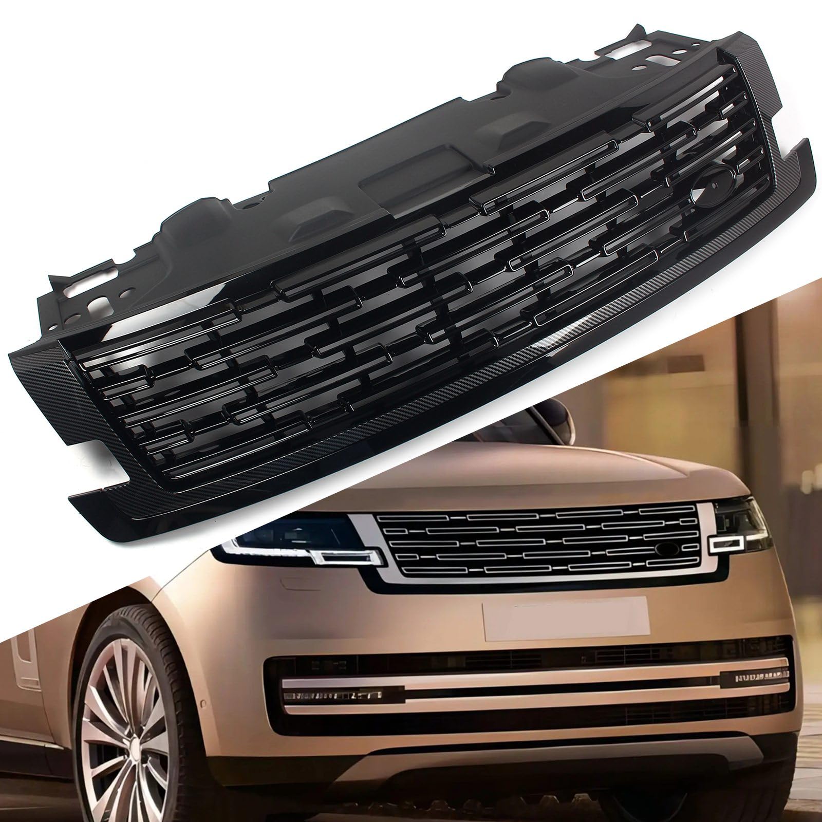 FINMOKAL 1 x schwarzer Kühlergrill in Carbonfaseroptik für Range Rover 2023 von FINMOKAL