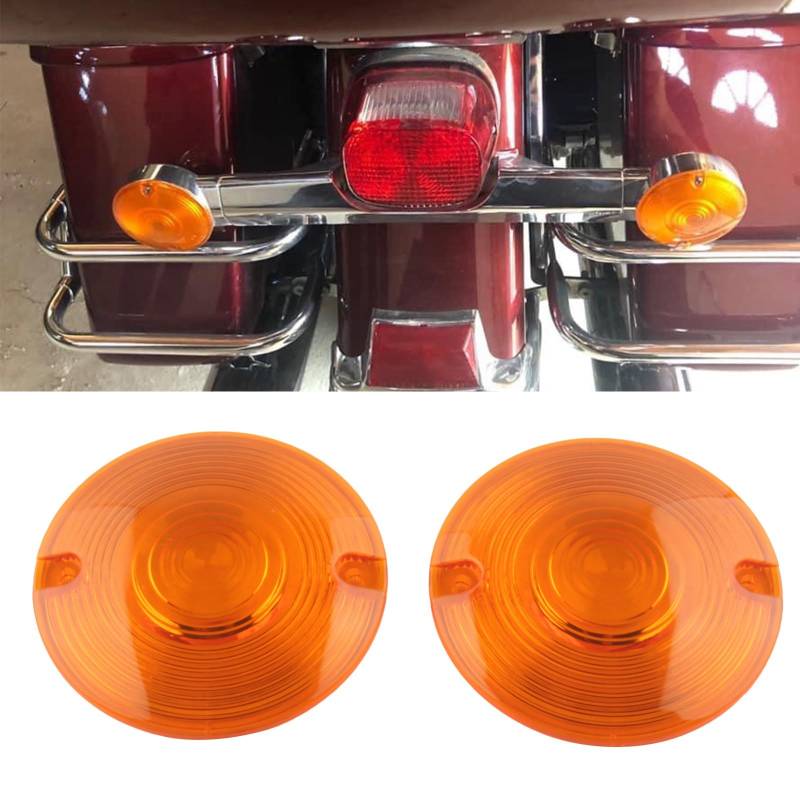 FINMOKAL 2 Stück gelbe 3 1/4 Blinker-Linsenabdeckungen, kompatibel mit Harley Touring Electra Glide Road Glide Road King Ultra Glide Heritage Softail FLHT FLST 1986+ von FINMOKAL