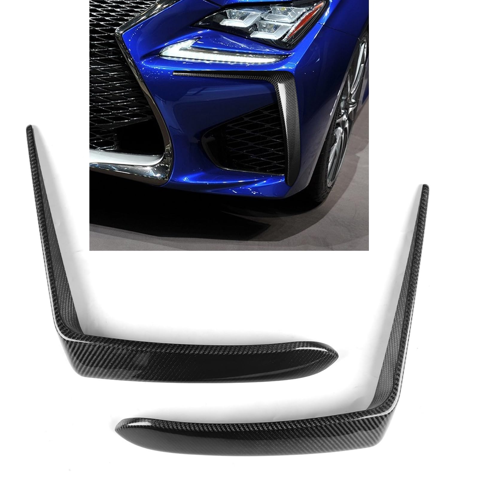 FINMOKAL 2 x Frontstoßstangen-Spoiler-Splitter-Verkleidung, aus echtem Karbonfaser, kompatibel mit Lexus RCF Sport 2015–2018 von FINMOKAL