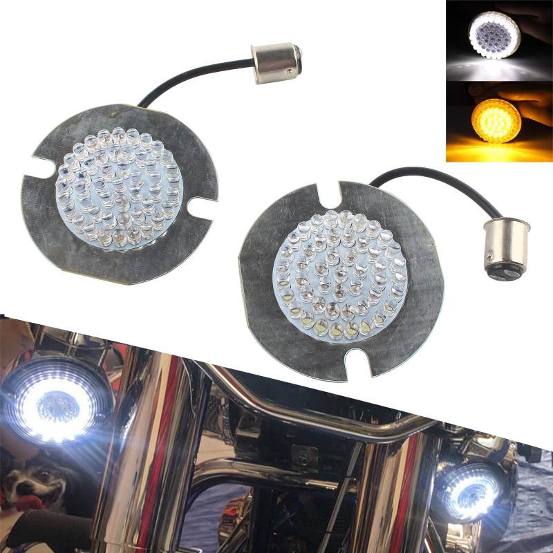 FINMOKAL 3-1/4 Zoll 1157 LED-Blinker vorne hinten, flache Blinkerlichteinsätze, kompatibel mit Harley Touring Electra Glide Road Glide Road King Softail von FINMOKAL