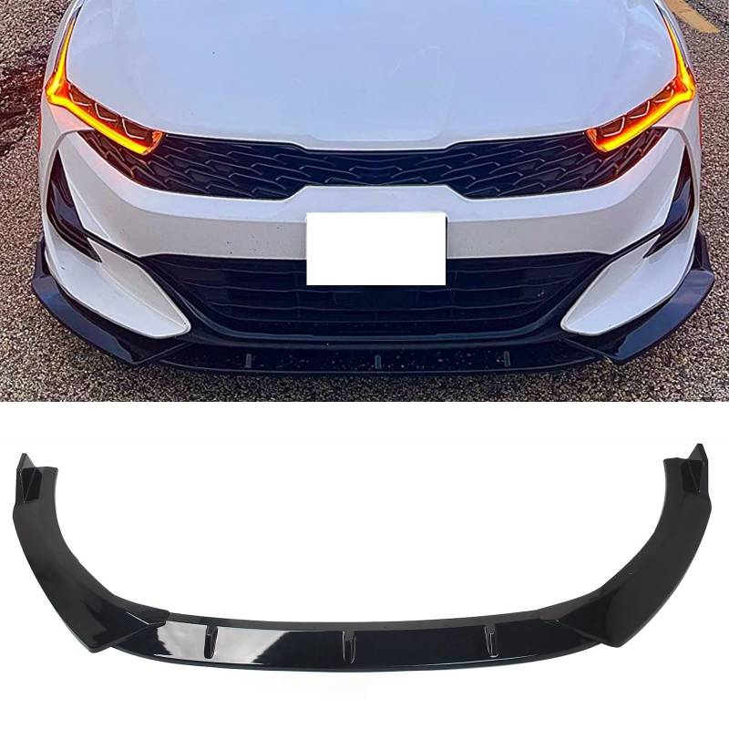 FINMOKAL 3 Stück/Set Frontstoßstangenlippe Splitter Spoiler-Kit glänzend schwarz kompatibel mit Kia K5 GT GT-Line Limousine 2020-2024 von FINMOKAL