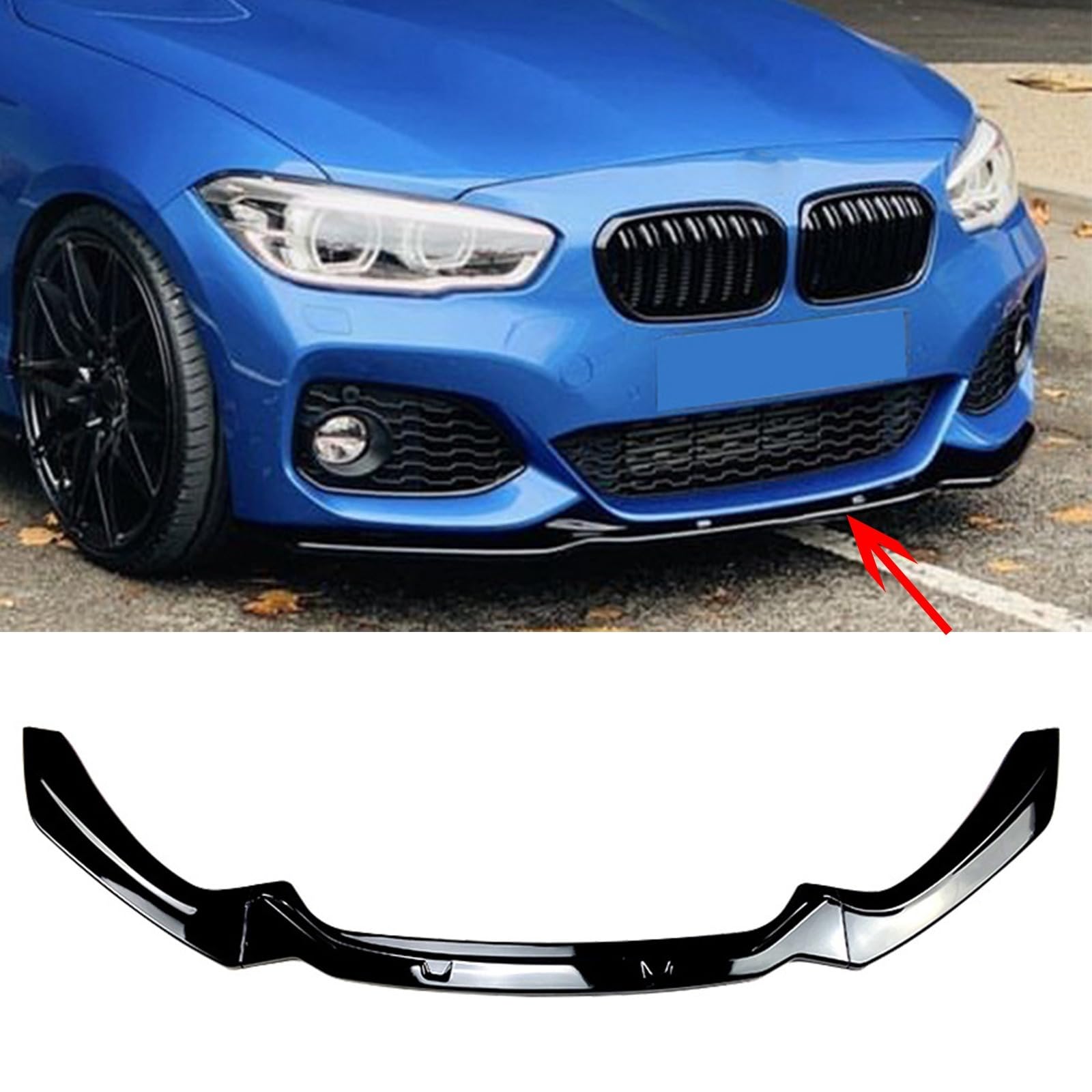 FINMOKAL ABS Frontstoßstange Spoiler Splitter Lippe Fit für BMW 1er F20 F21 mit M Sport 2015-2019 Glanz Schwarz Air Dam Splitter Abdeckung Trim von FINMOKAL