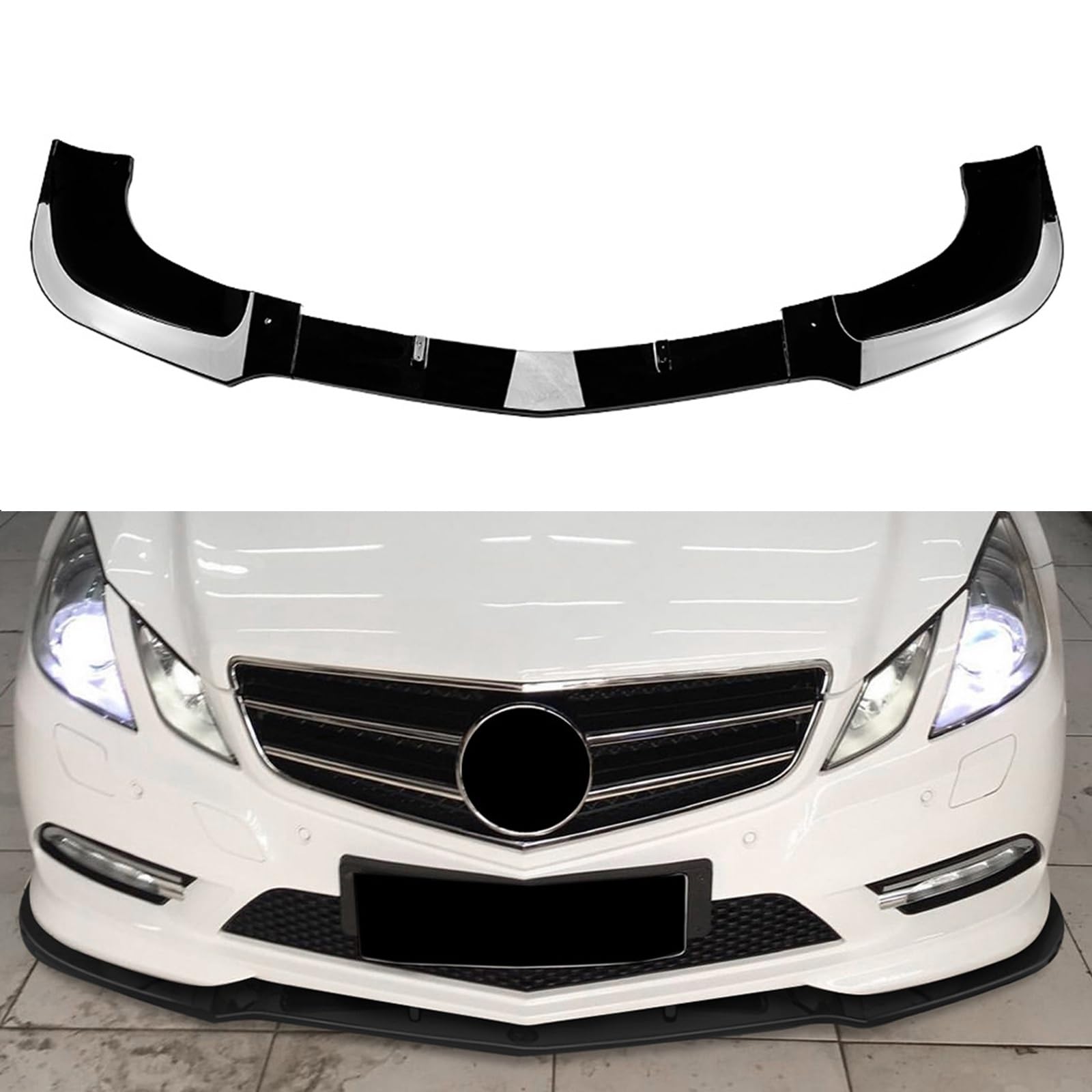 FINMOKAL ABS Schwarz Frontstoßstange Lippe Spoiler Splitter Body Kit Kompatibel mit 2009-2012 Benz E Klasse W207 C207 Coupe, Air Dam Spoiler Unterkinn von FINMOKAL