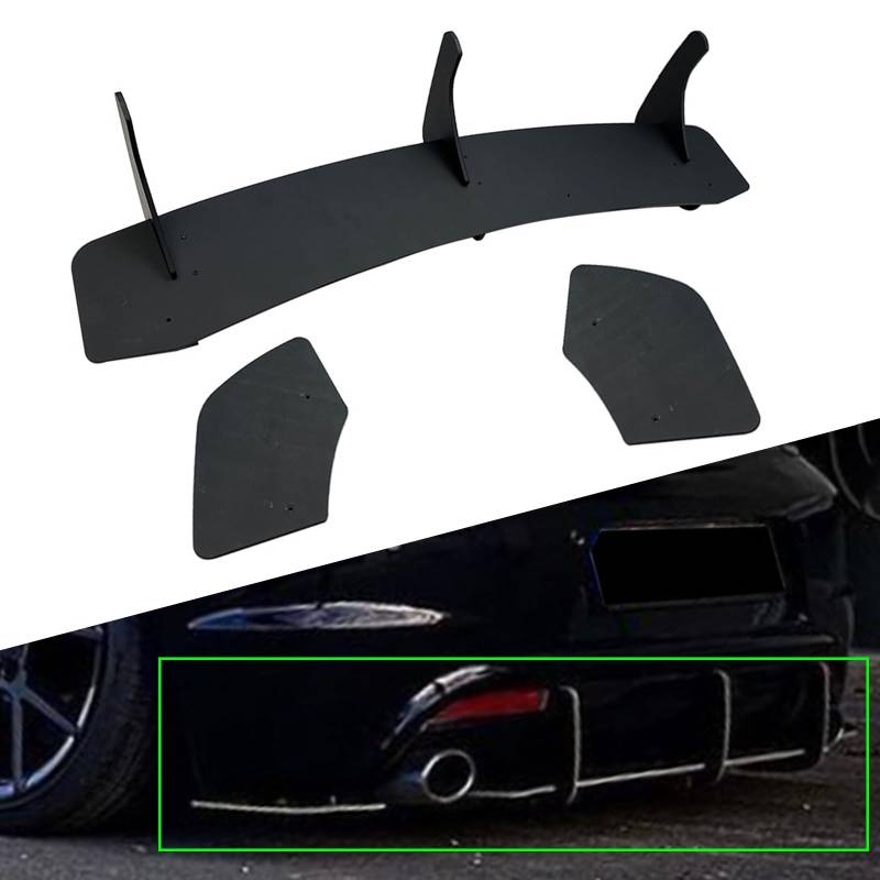 FINMOKAL ABS Schwarz Heckstoßstange Diffusor Lippe Canard Flossen Splitter Kompatibel mit VW Scirocco R 2015-2016 von FINMOKAL