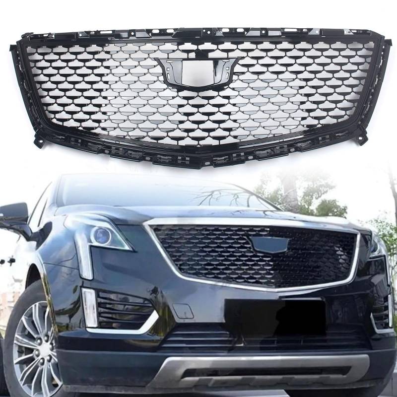 FINMOKAL ABS schwarzer Frontstoßstangengitter für Obere Netz, kompatibel mit Cadillac XT5 2016 2017–2022, Sky Diamond Style von FINMOKAL