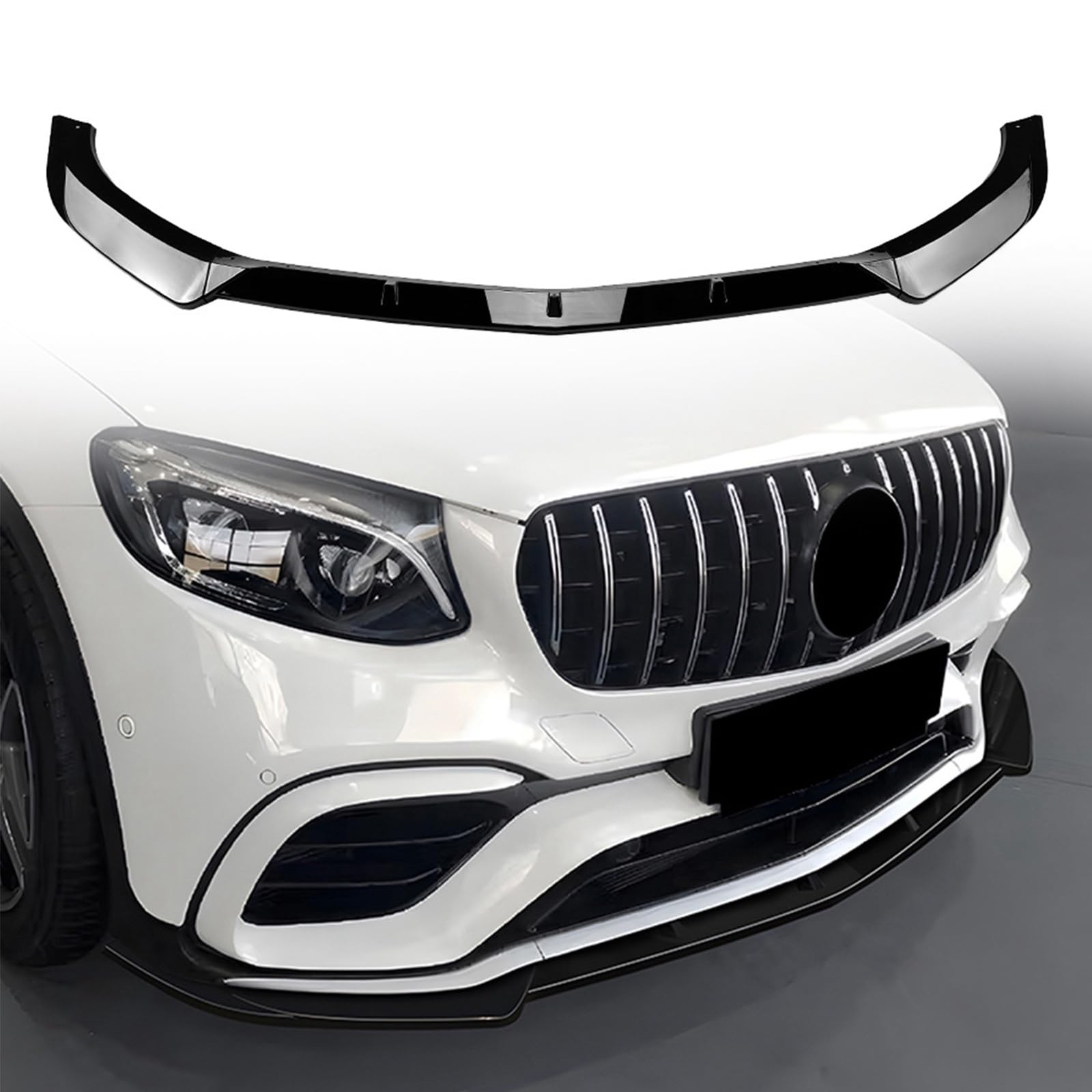 FINMOKAL Auto Frontstoßstange Lippe Unterer Spoiler Body Kit Kompatibel mit Benz GLC-Klasse GLC63 AMG X253 2016-2019, Schwarz von FINMOKAL