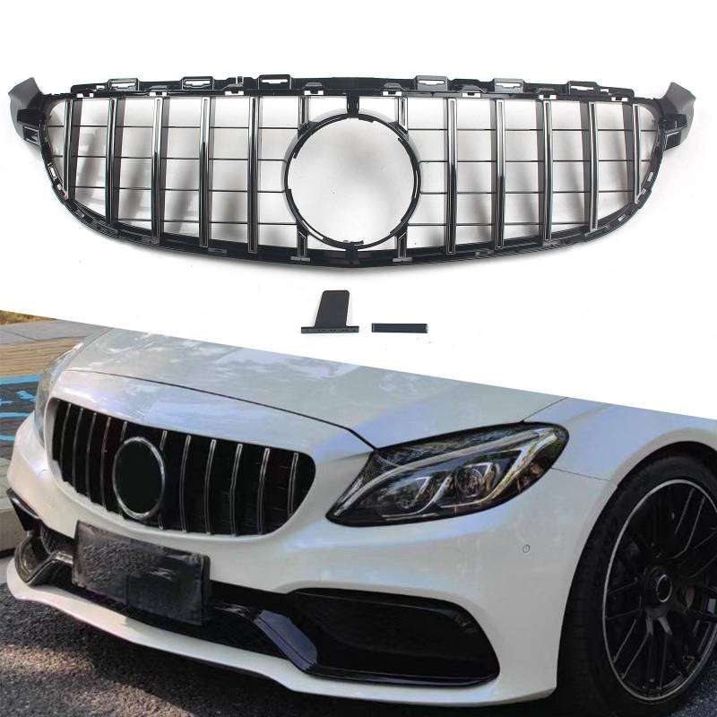 FINMOKAL C63 AMG Frontgrill Kühlergrill Frontkühlergrill GT R Style Kompatibel mit Benz C-Klasse W205 S205 C205 C63 AMG 2015-2018 von FINMOKAL