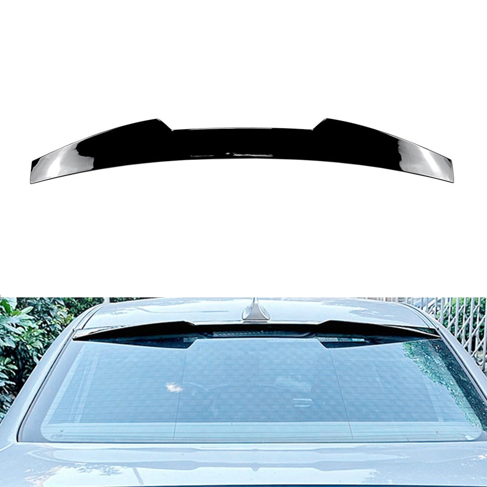 FINMOKAL Dachfenster Heckspoiler Kompatibel mit 2003-2010 BMW 5er E60 Limousine, Glänzend Schwarz E60 Heckscheibe Dachspoiler Visier Flügel von FINMOKAL