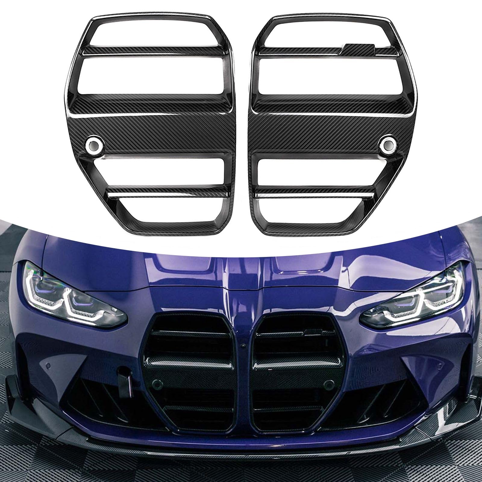 FINMOKAL Frontgrill aus echter Karbonfaser, kompatibel mit den Modellen BMW G80 M3 G82 G83 M4 2021–2024 von FINMOKAL